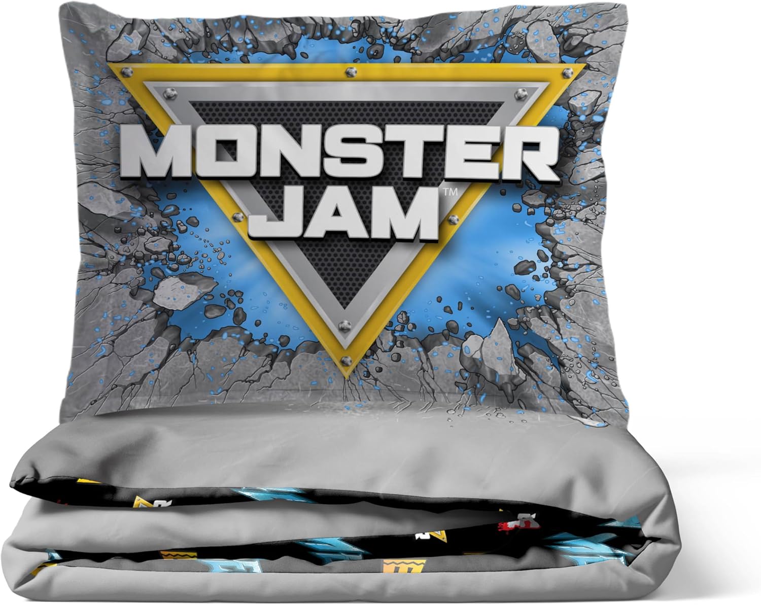 Jay Franco Duvet Cover Set Monster Jam Kids Bedding 3 Piece Grey