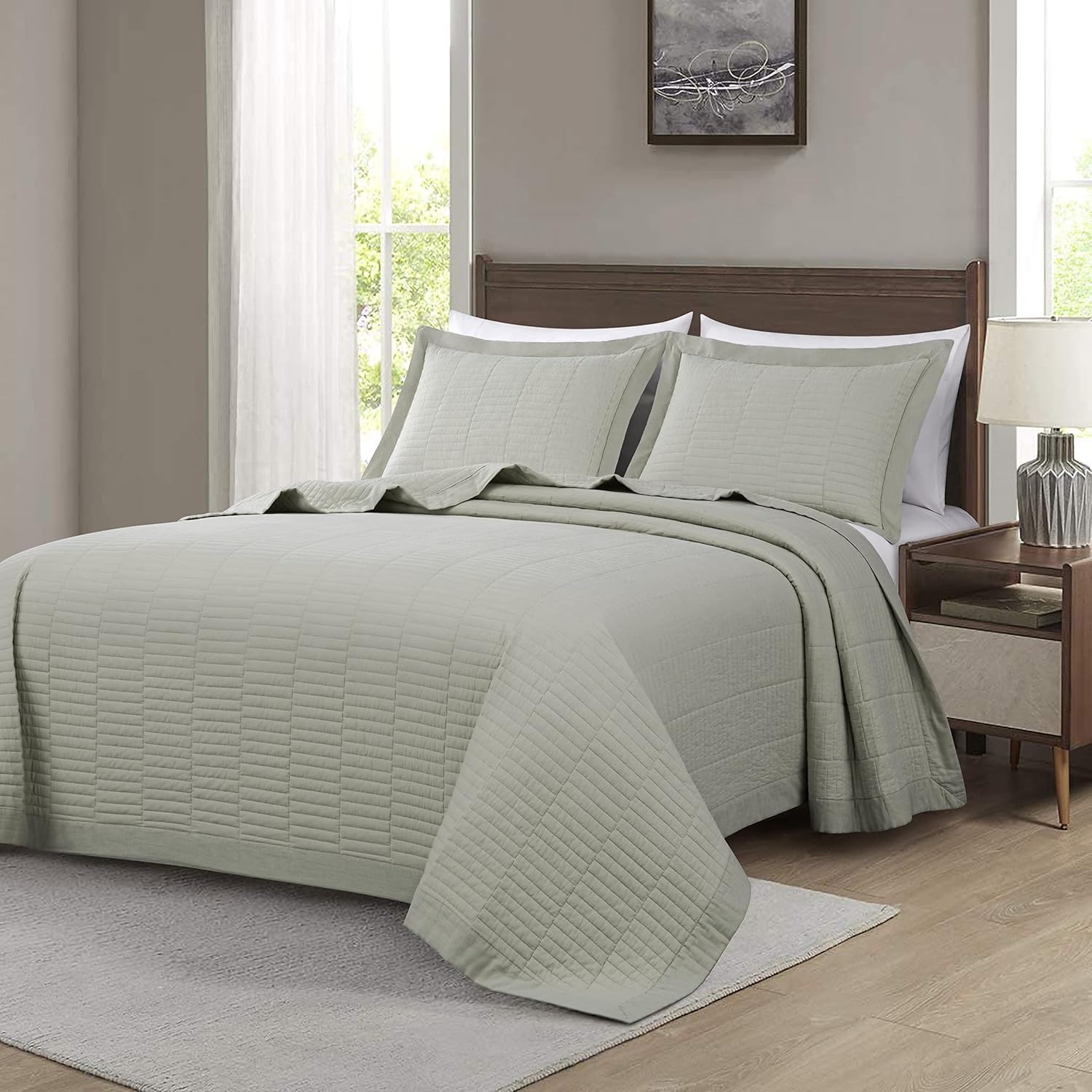 Chezmoi Yuma 3-Piece Cotton Quilt Set Queen Size 1
