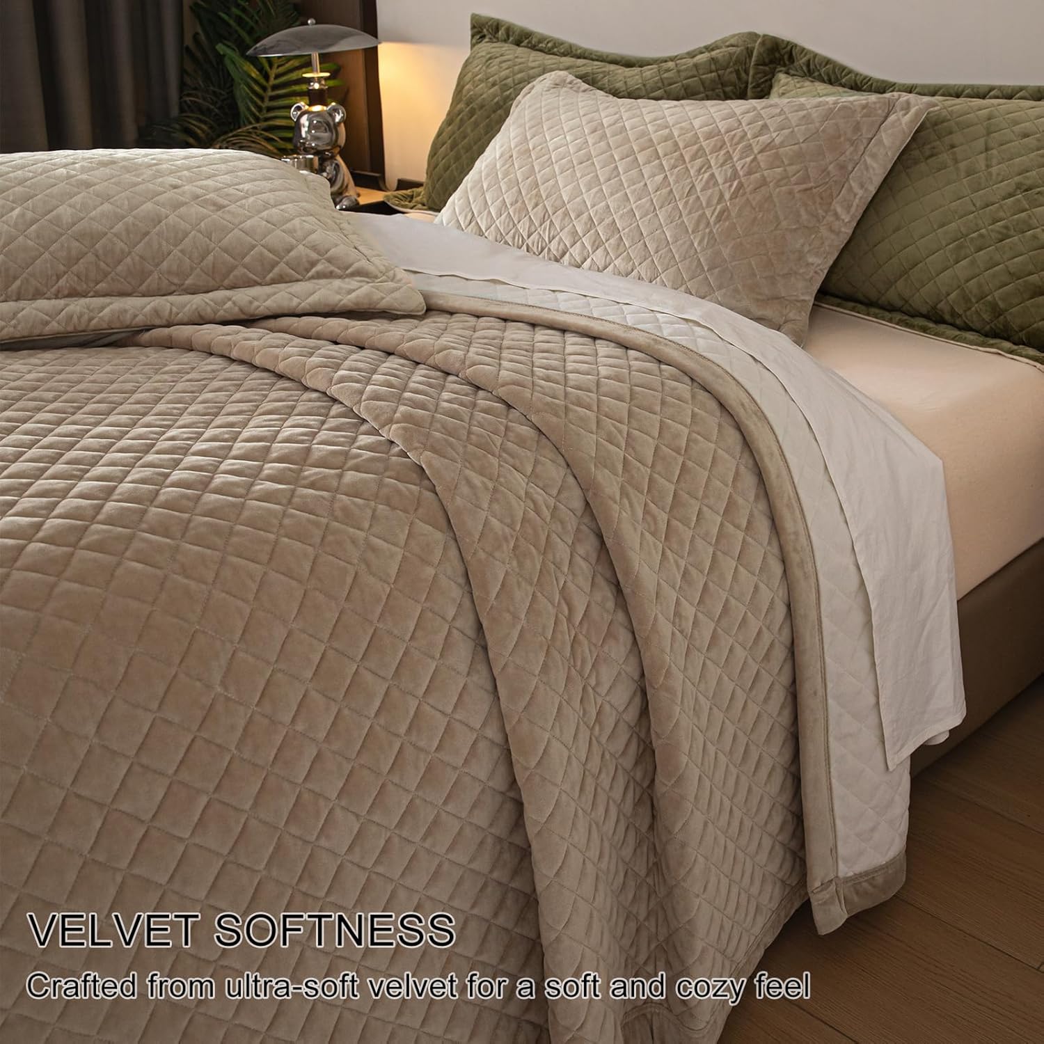 tohrisa Queen Size Velvet Quilt Set 3-Piece