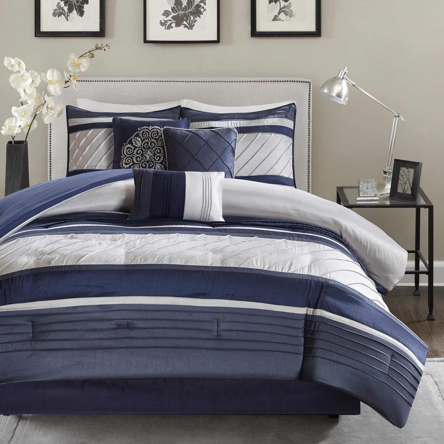 Madison Park Blaire Cozy Comforter Set 7 Piece Navy