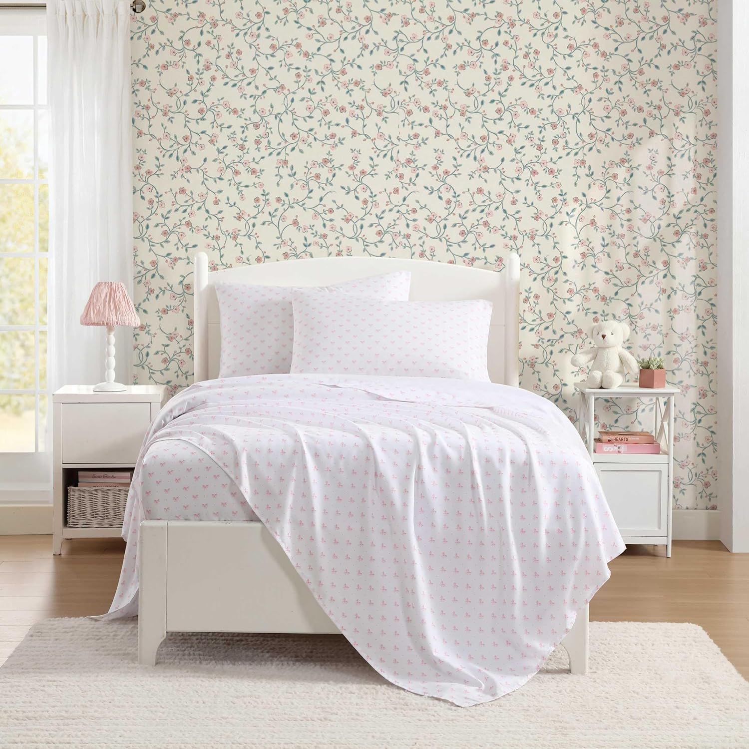Laura Ashley Kids Sheet Set with Bows Pink Twin XL