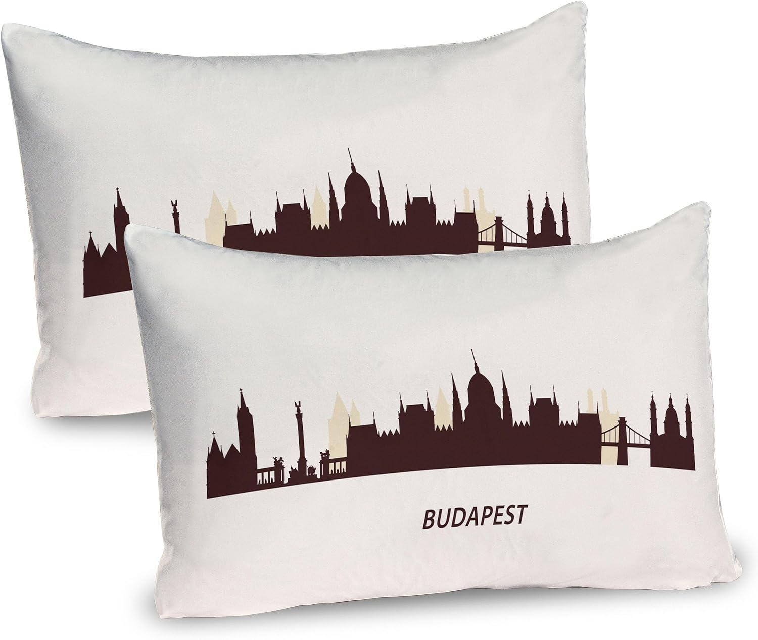 Ambesonne Hungary Pillow Sham Set of 2 Seal Brown and Ivory