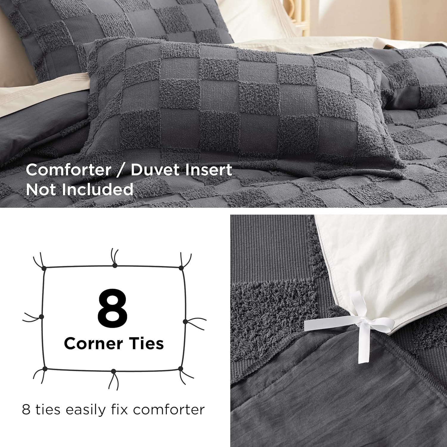 Bedsure Boho Checkered King Duvet Cover