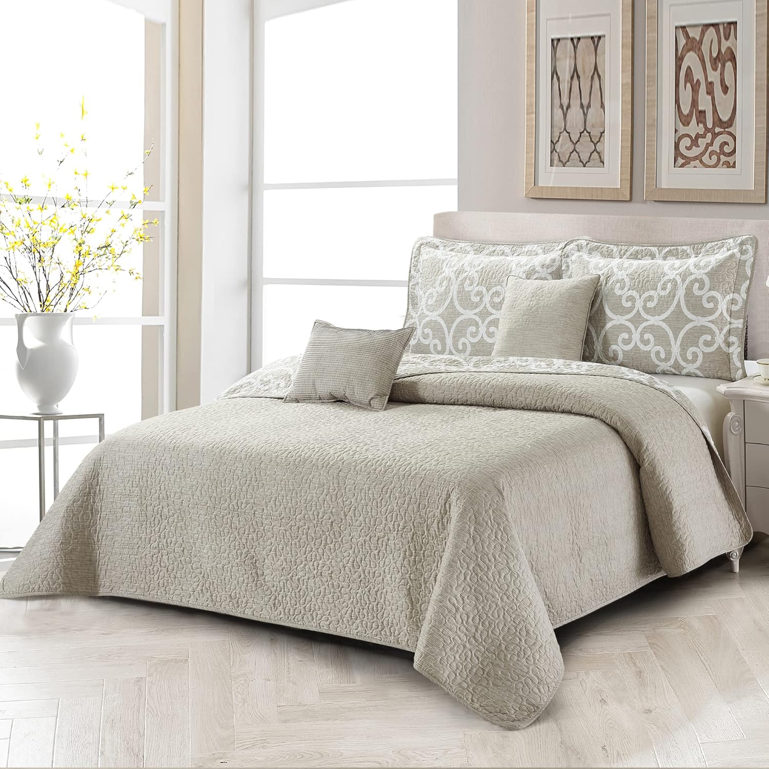 Home Soft Things 5 Piece Microfiber Quilt Set Oversize King