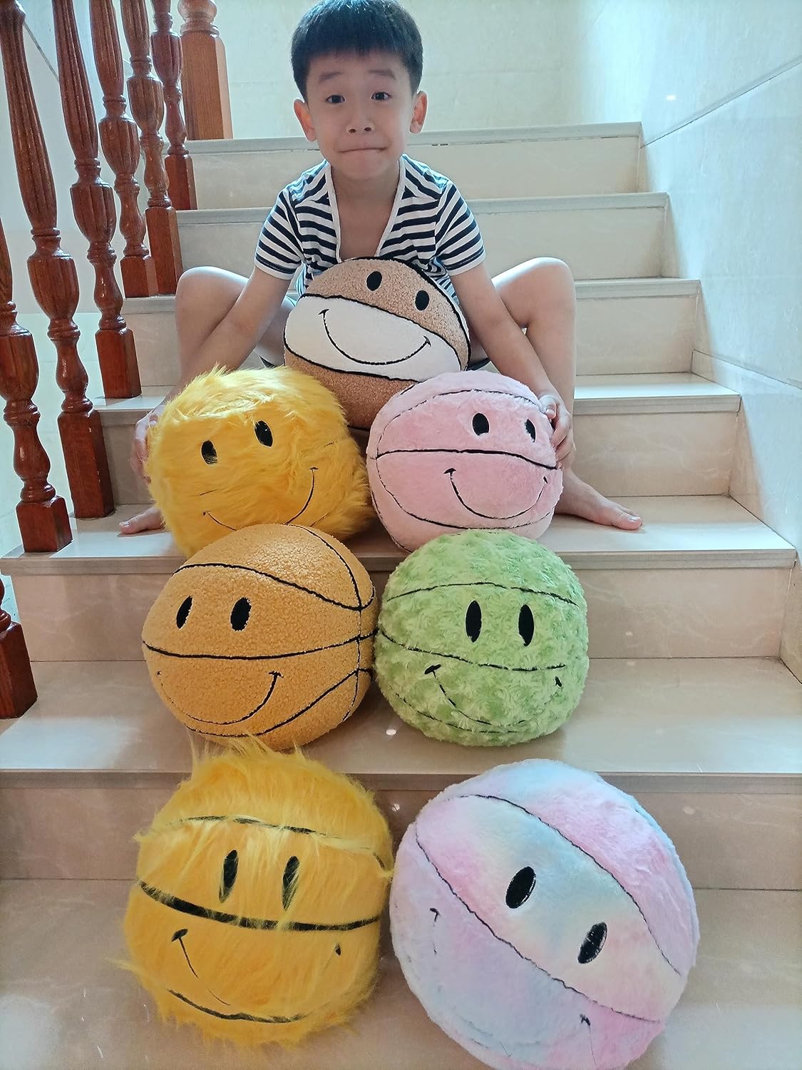 118 Inch Basketball Face Throw Pillow for Kids