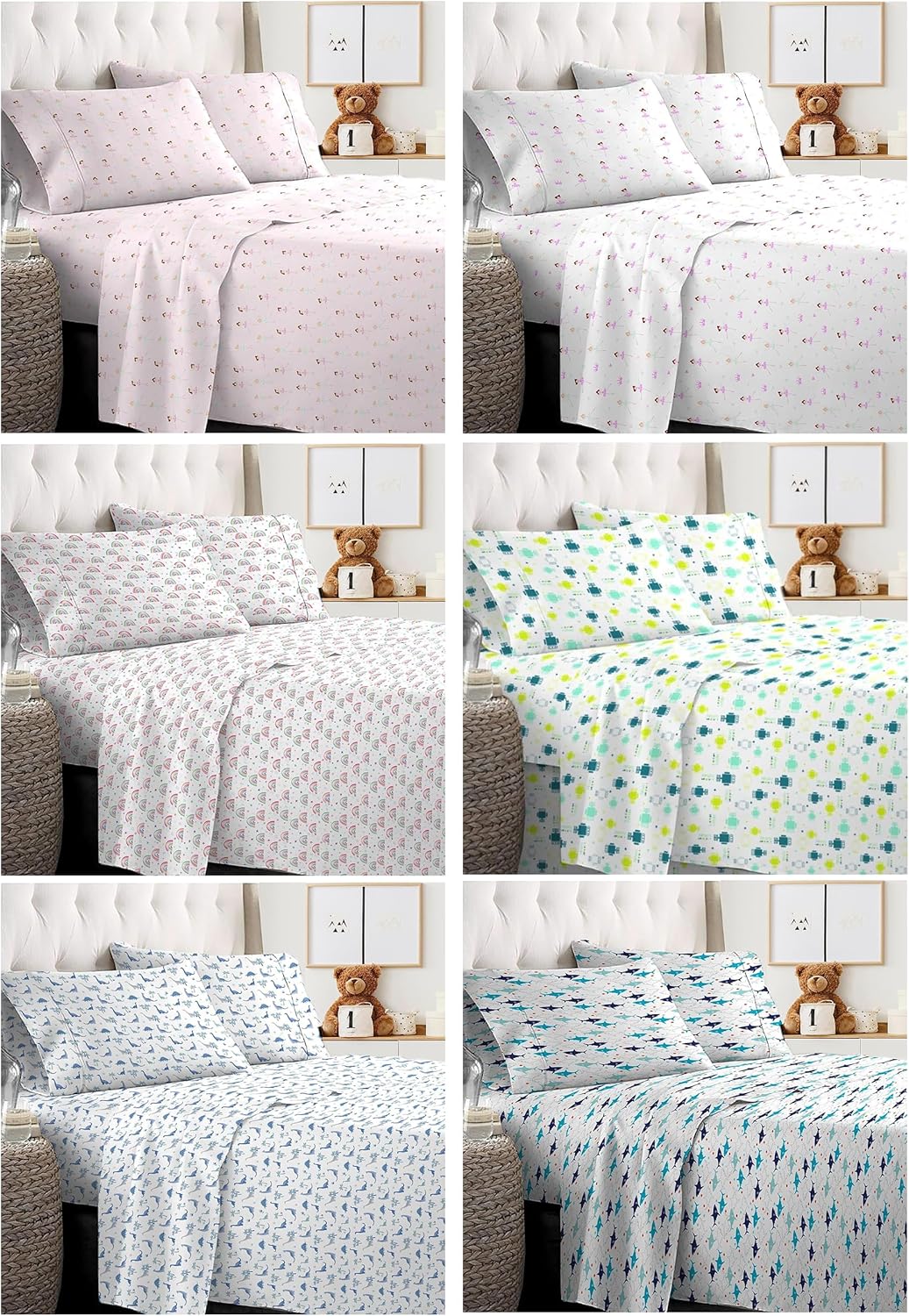 Cute Kids Full Sheet Set with 2 Pillowcases