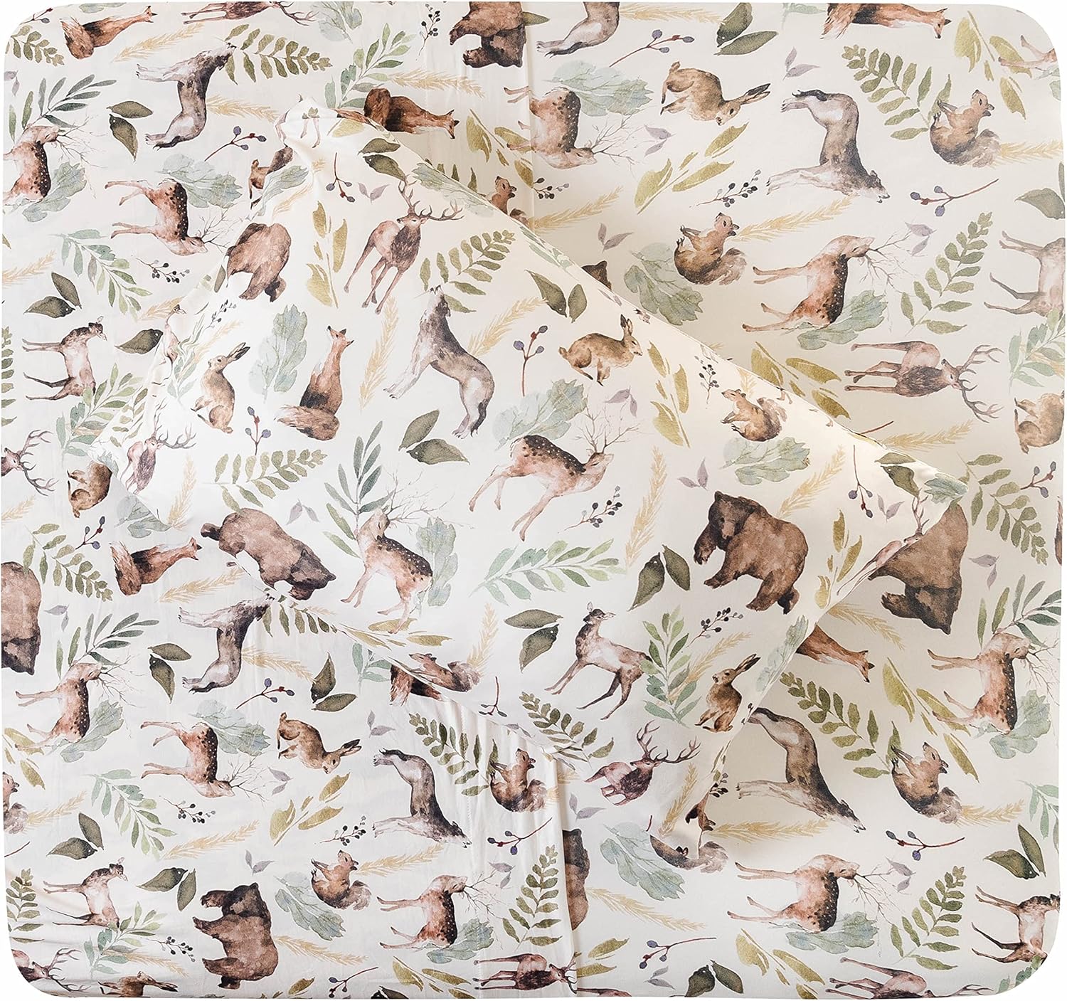 Pobi Baby Premium Twin Sheet Set with Pillowcase - 3 PC Wildlife Animal Pattern