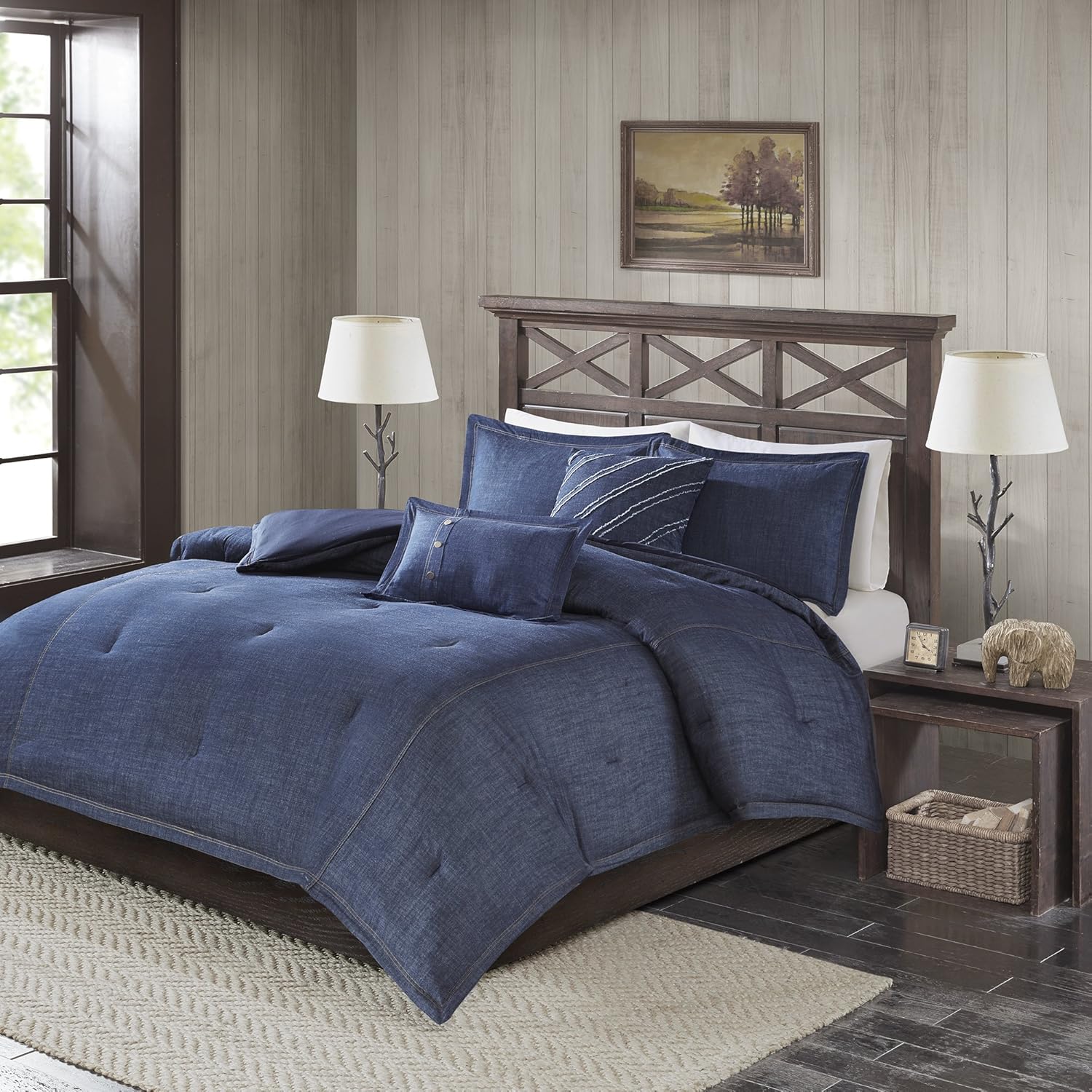 Woolrich Rustic Lodge Cabin Comforter Set Denim Blue