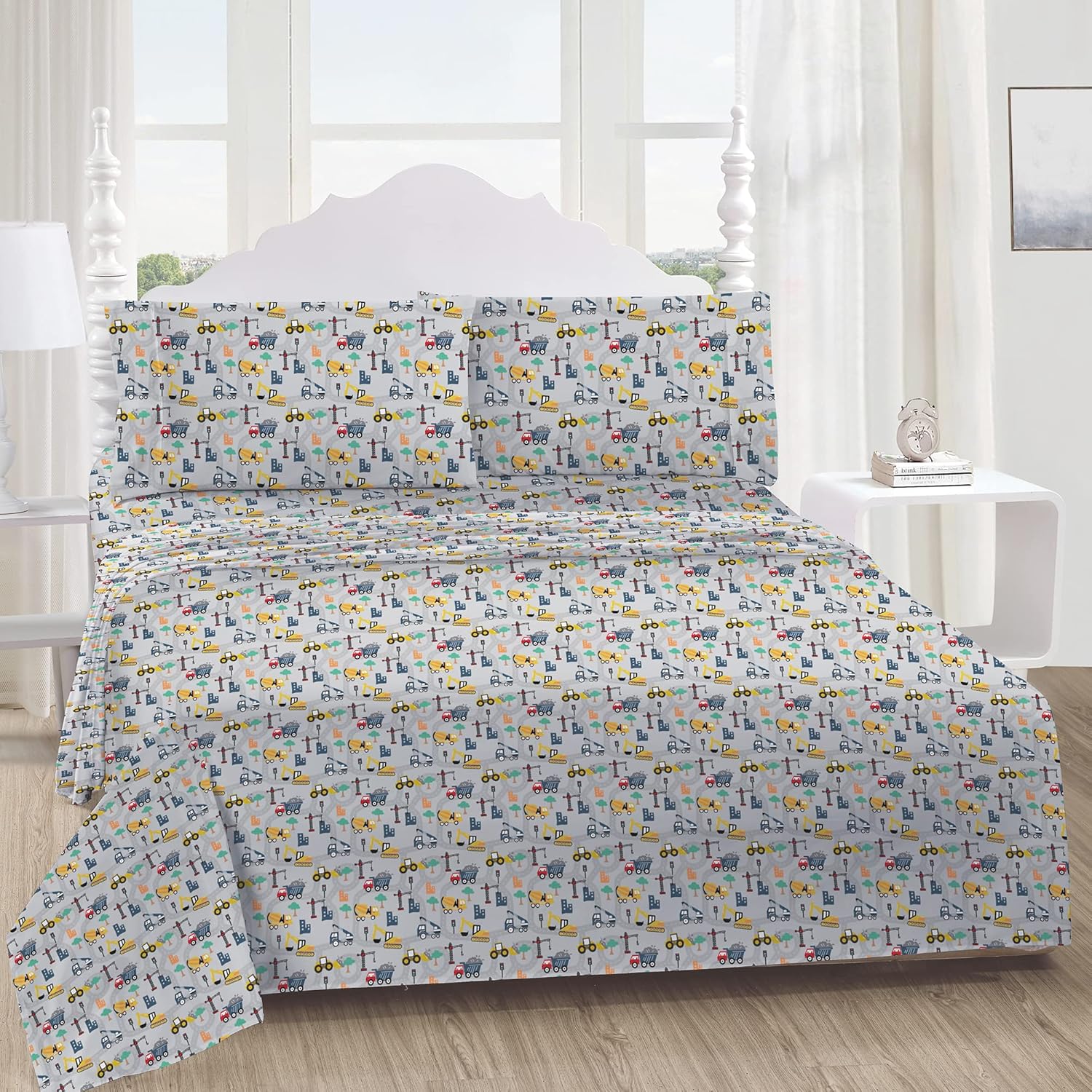 Softan Kids Excavator Bed Sheet Set 4PCS Full Size