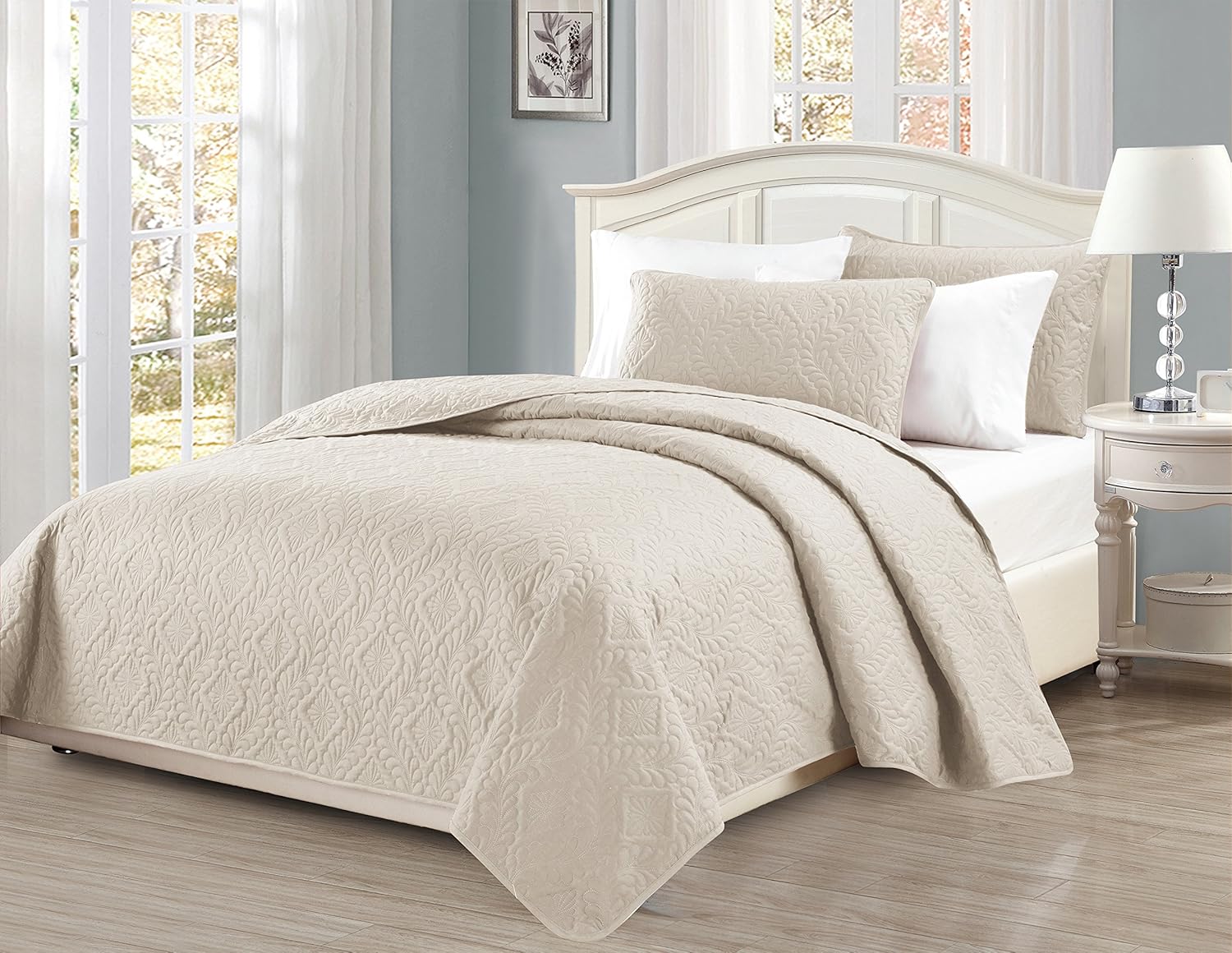 MK Home 3pc KingCalifornia King Diamond Bedspread Set