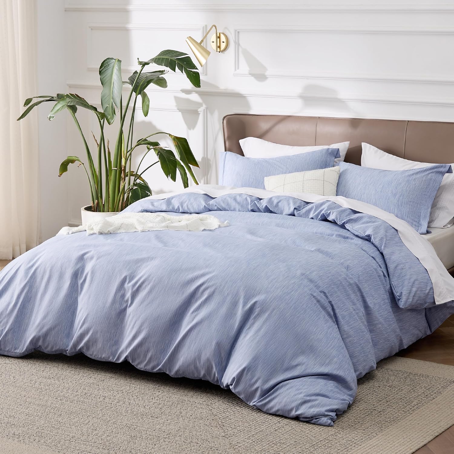 Bedsure Duvet Cover Set King Size - 3 Pieces Navy 104x90