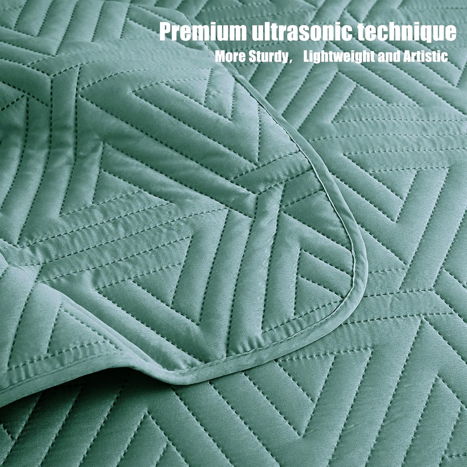 Whale Flotilla Turquoise Green Queen Quilt Set