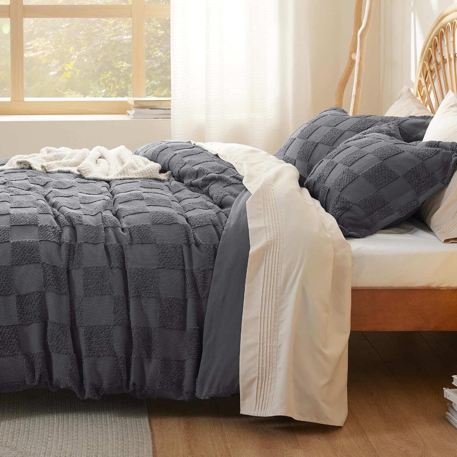 Bedsure Boho Checkered King Duvet Cover