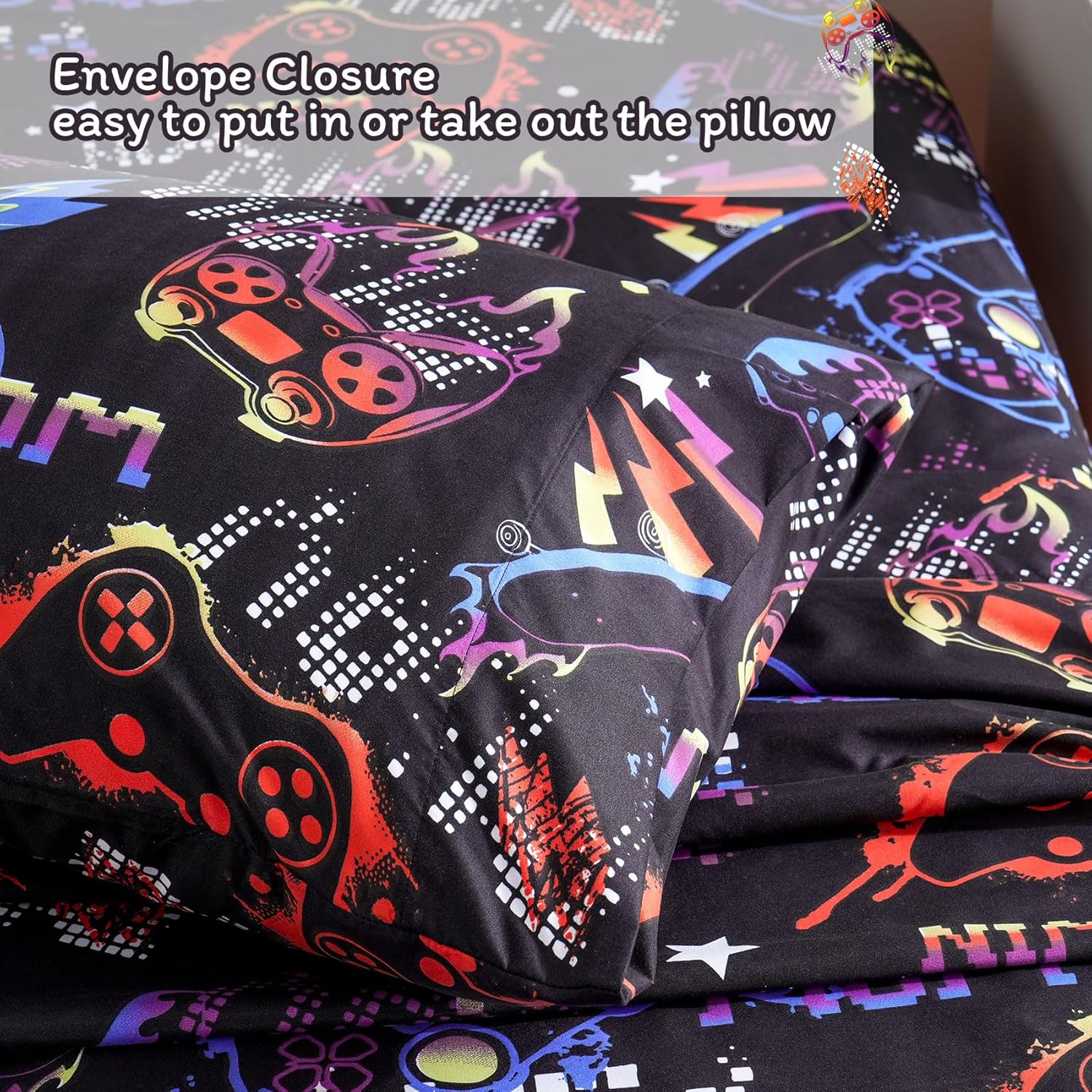 JSD Black Gaming Sheet Set Twin Size 3 Piece
