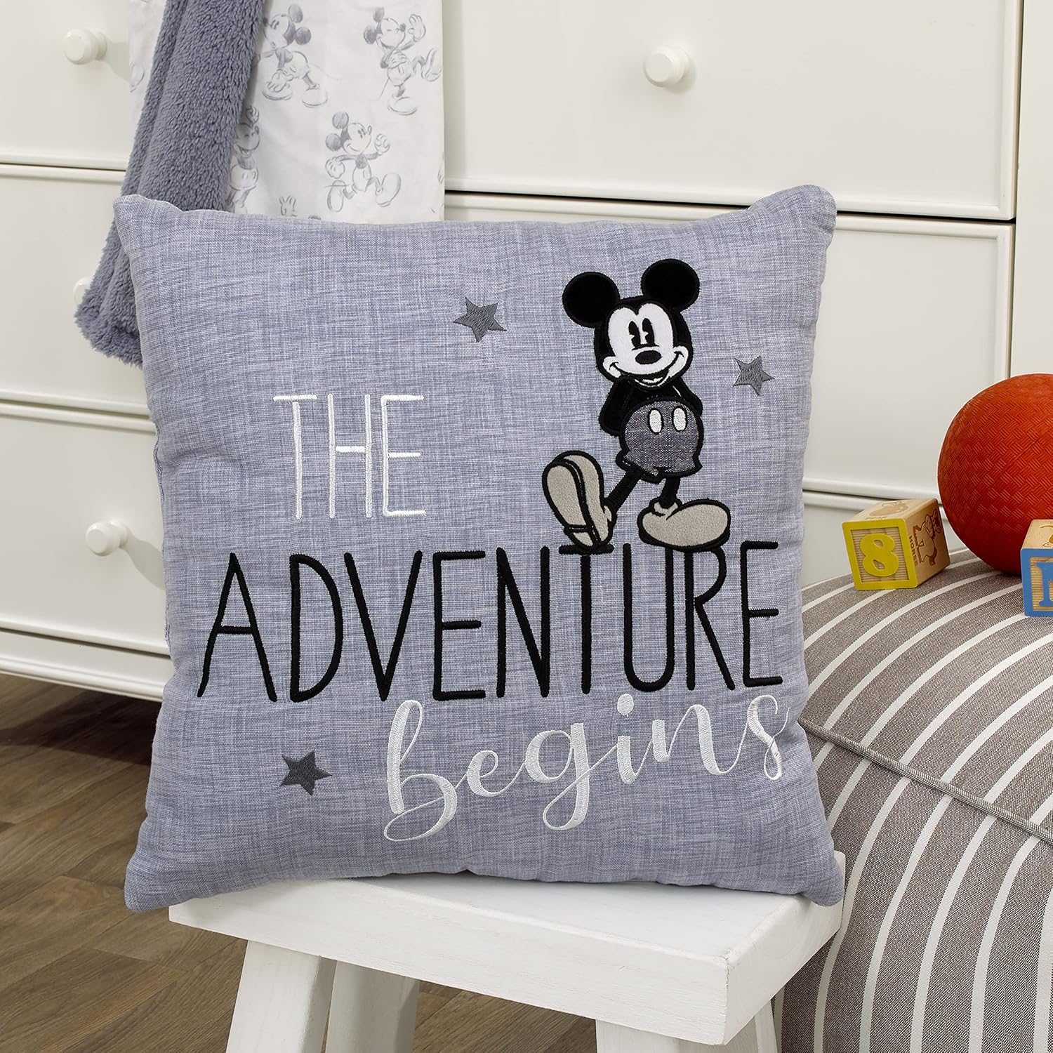 Disney Mickey Mouse Call Me Mickey Blue White Throw Pillow 1
