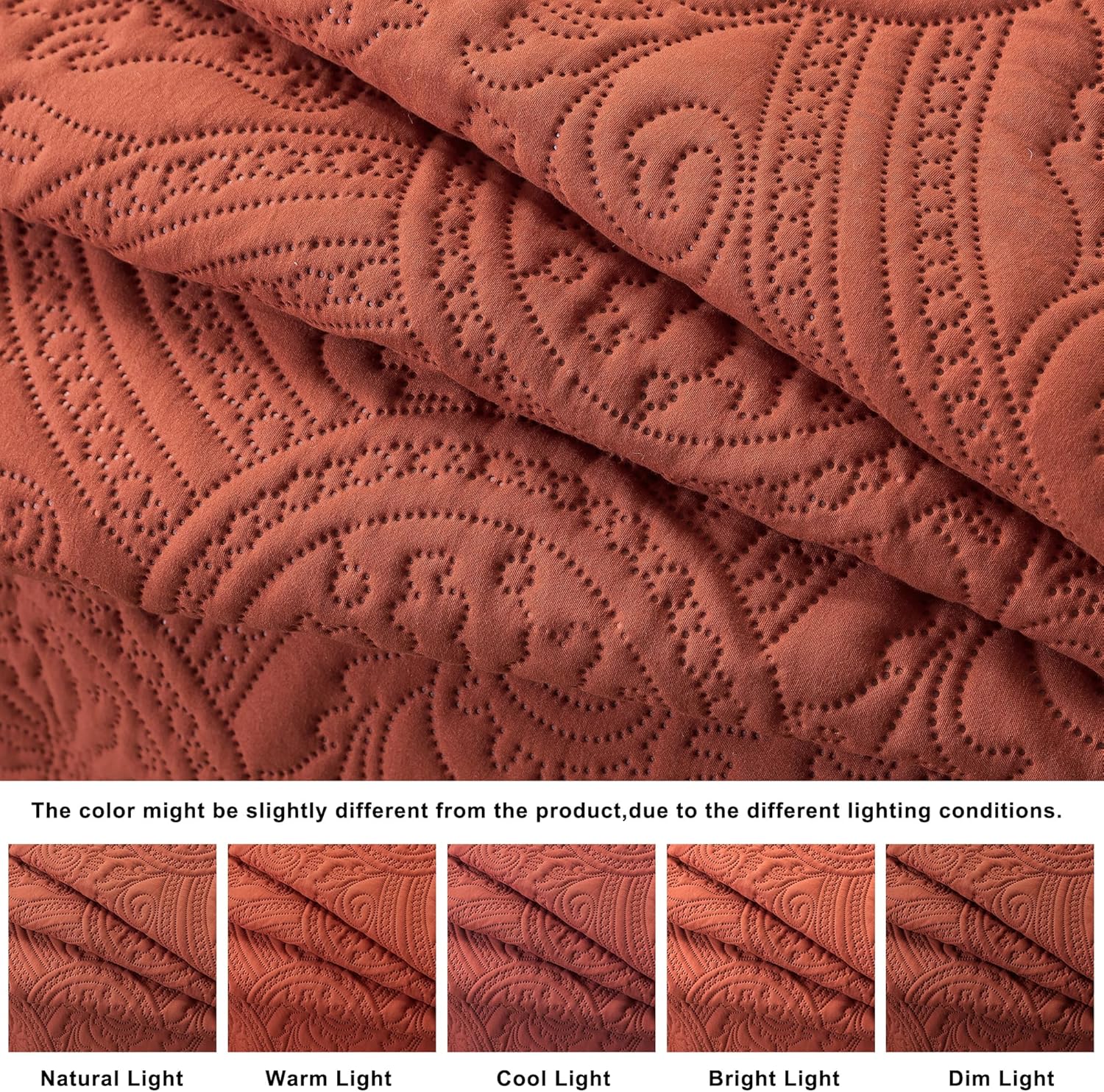 ROARINGWILD Boho Burnt Orange Quilt Set with Pillow Shams