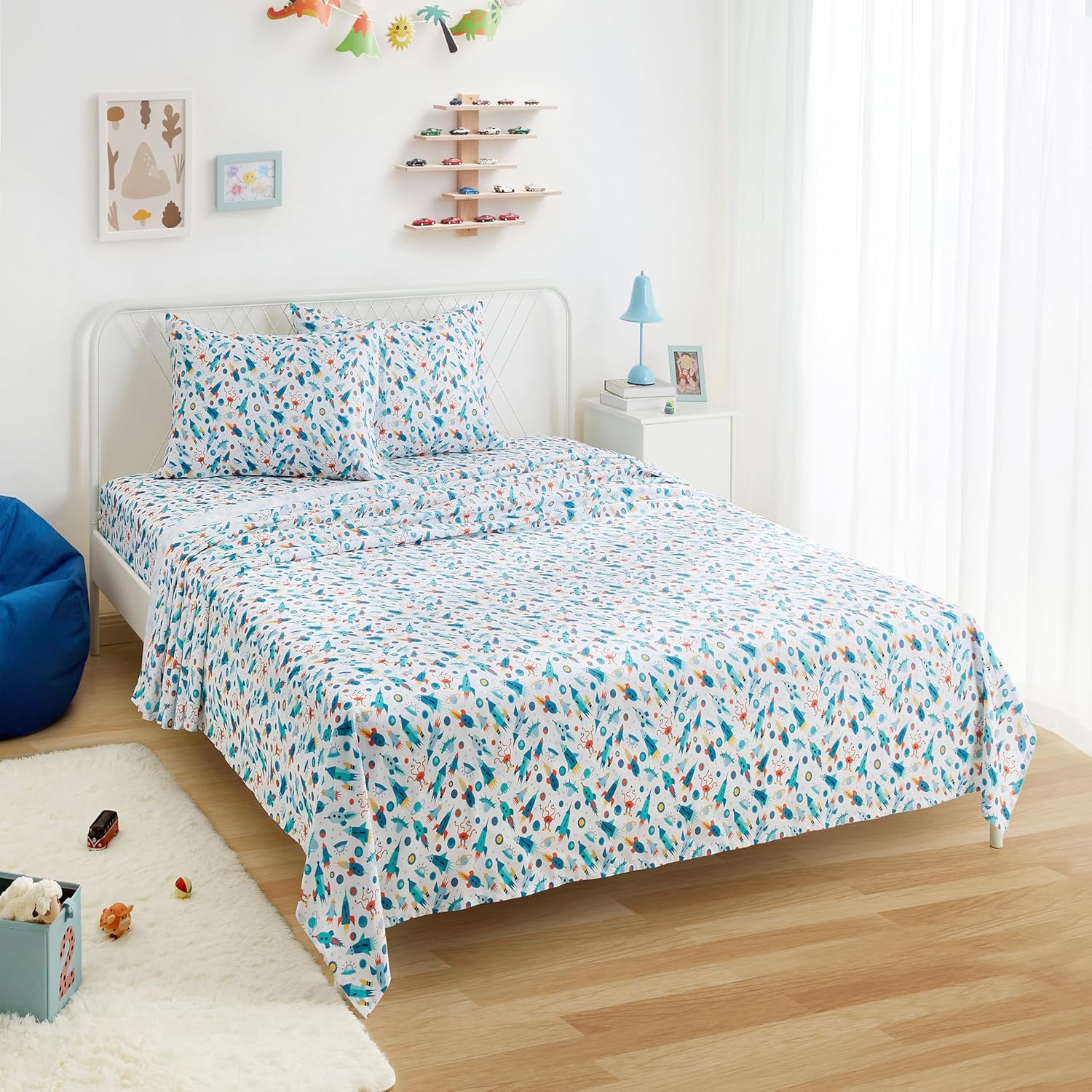Amazon Basics Microfiber Kids Sheet Set Queen Cosmic Adventure