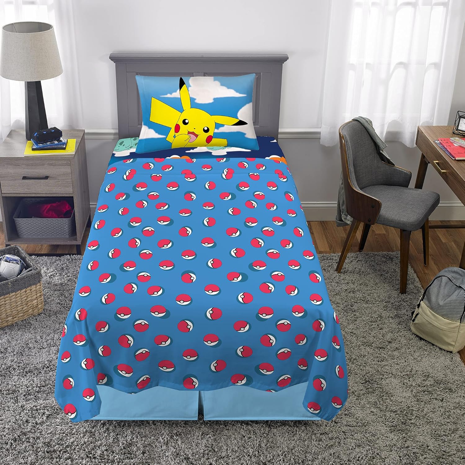 Pokemon Anime Kids Bedding Microfiber Sheet Set Twin