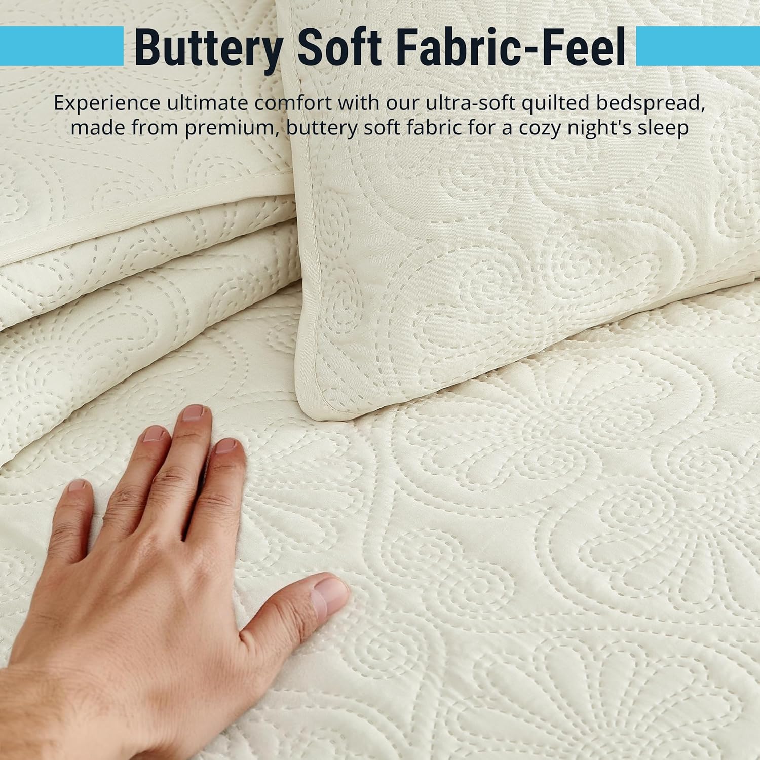 HLCME Benji Quilt Set 3 Piece Full Queen Beige
