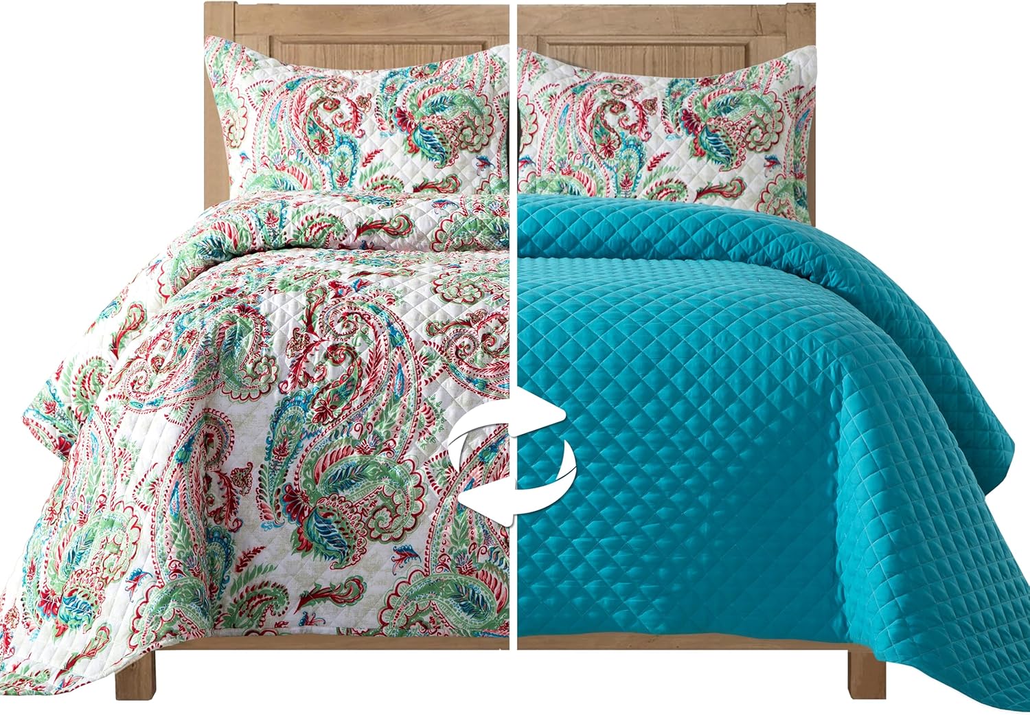 Elegant Comfort Reversible Floral Paisley Bedspread Set