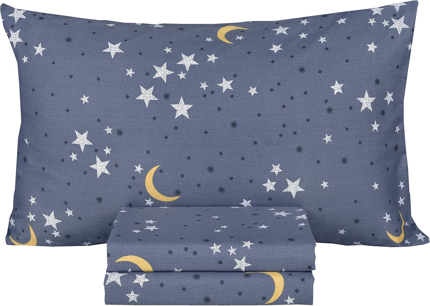 Scientific Sleep Moon Stars 3Pcs Twin Bed Sheet Set for Kids