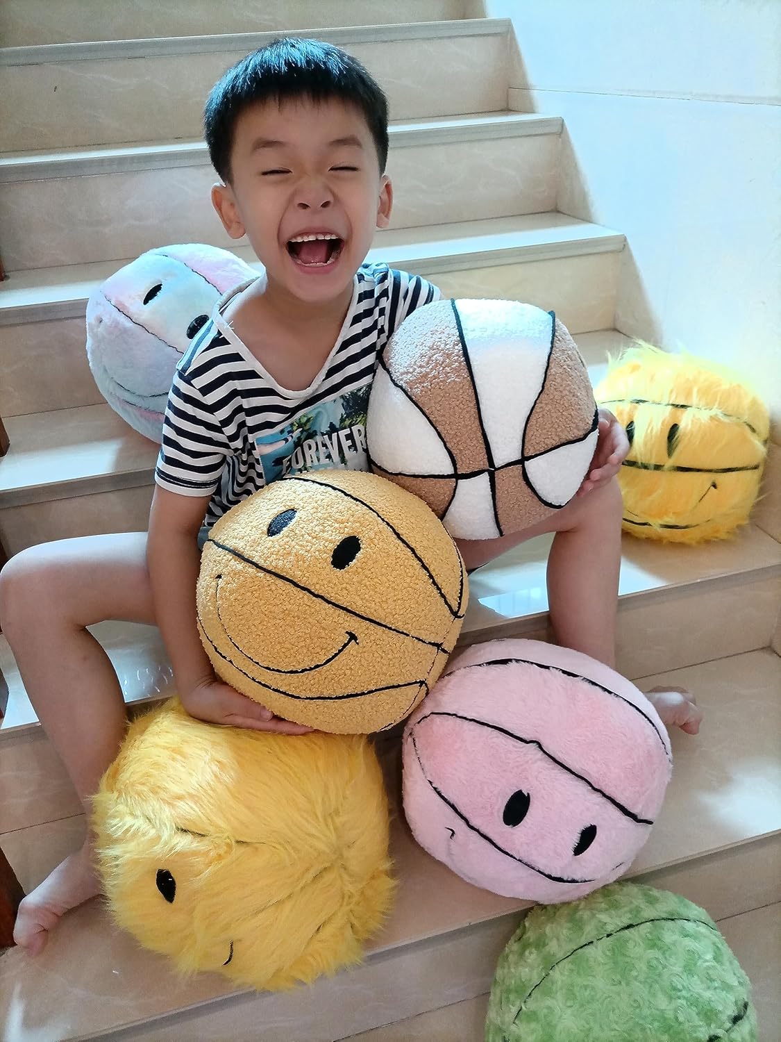 118 Inch Basketball Face Throw Pillow for Kids