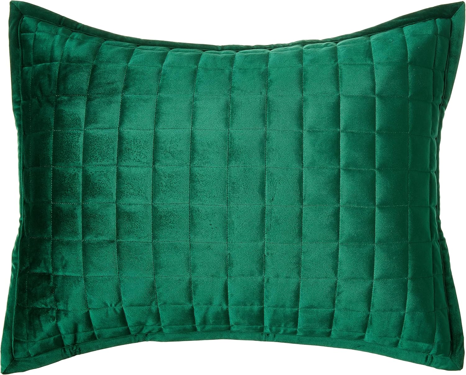 Tribeca Living Emerald Green Velvet Quilt Set King