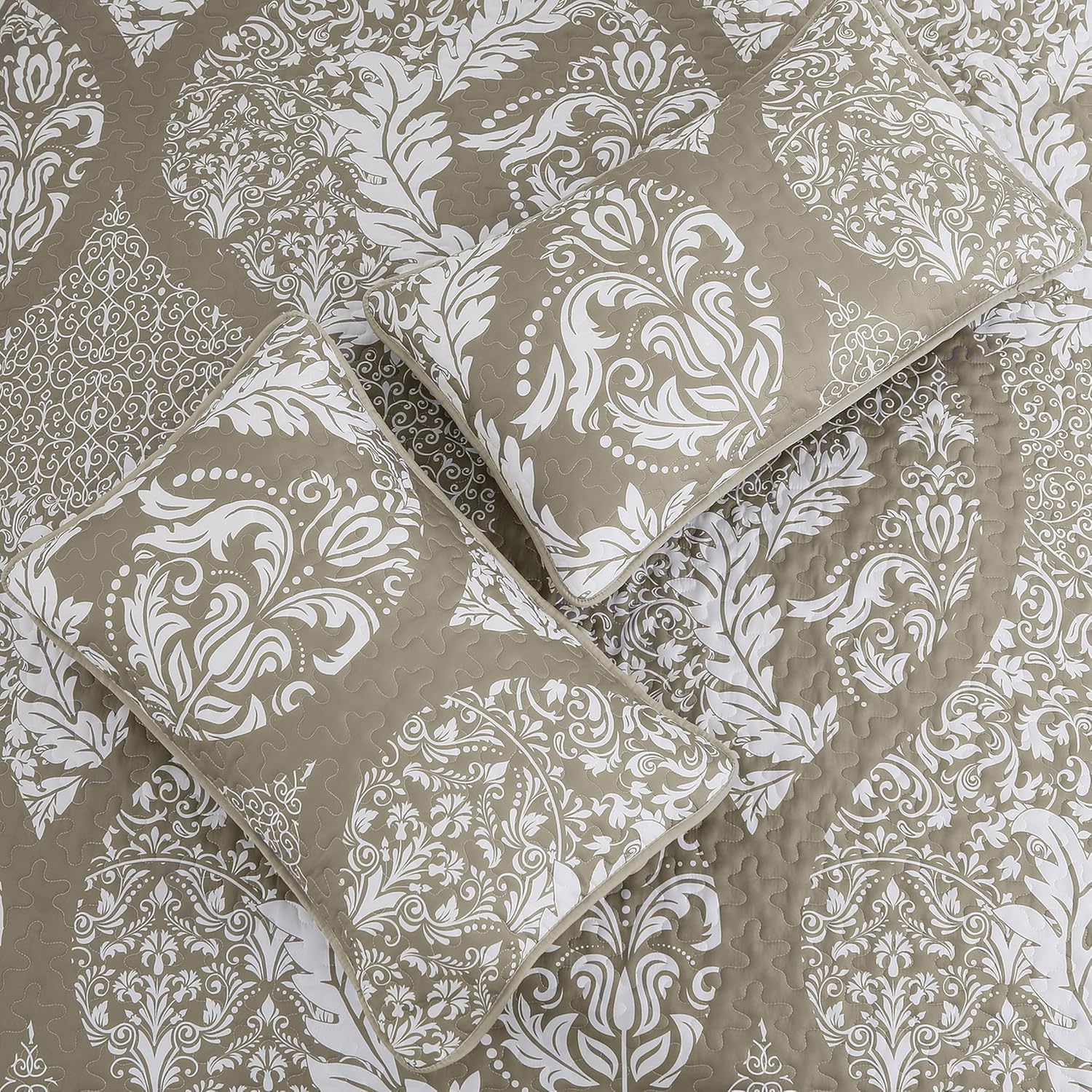 Boho Beige Quilt Set King Size 3 Pieces
