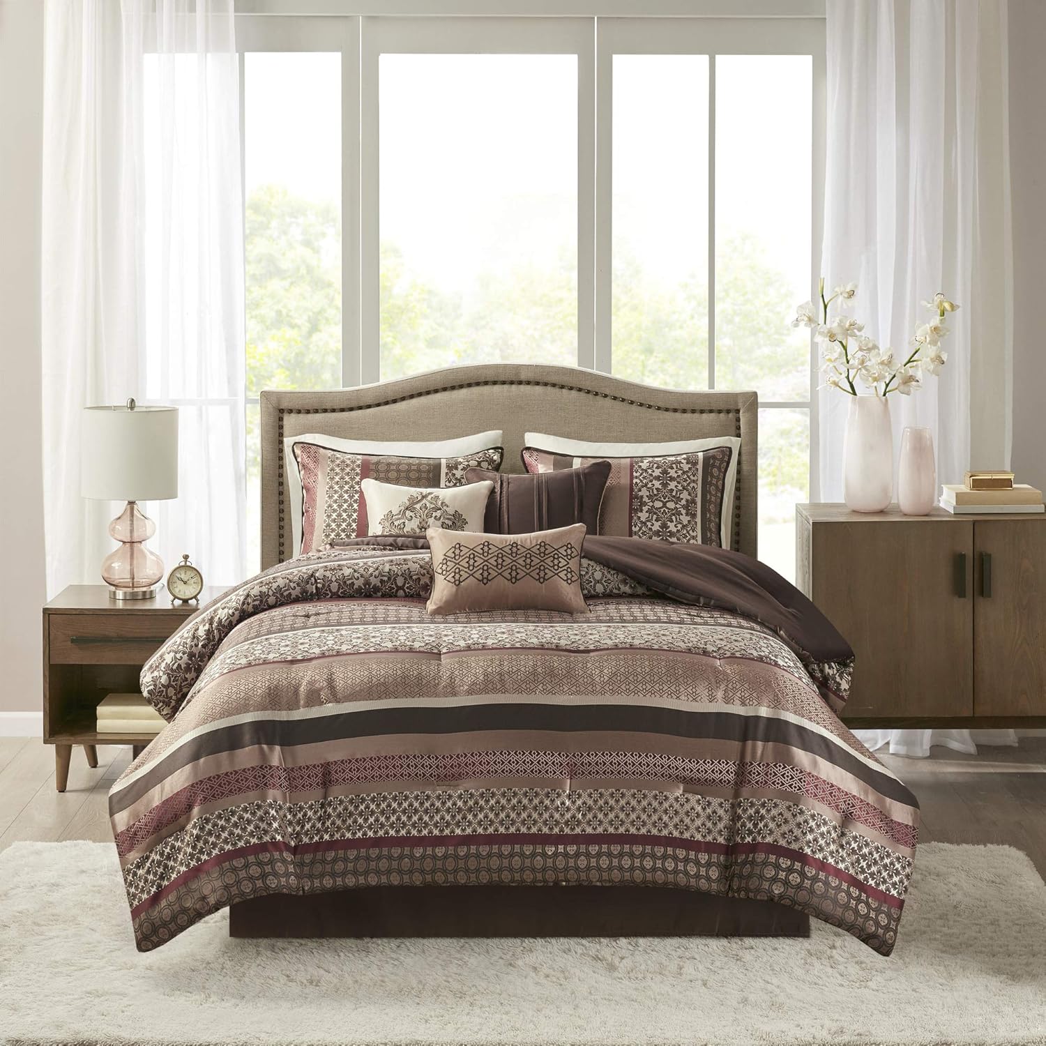 Madison Park Princeton 7-Piece Comforter Set - Red Queen