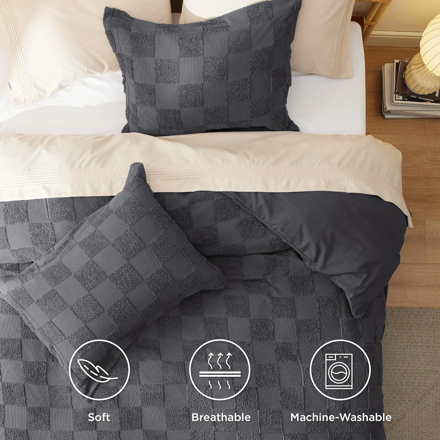 Bedsure Boho Checkered King Duvet Cover