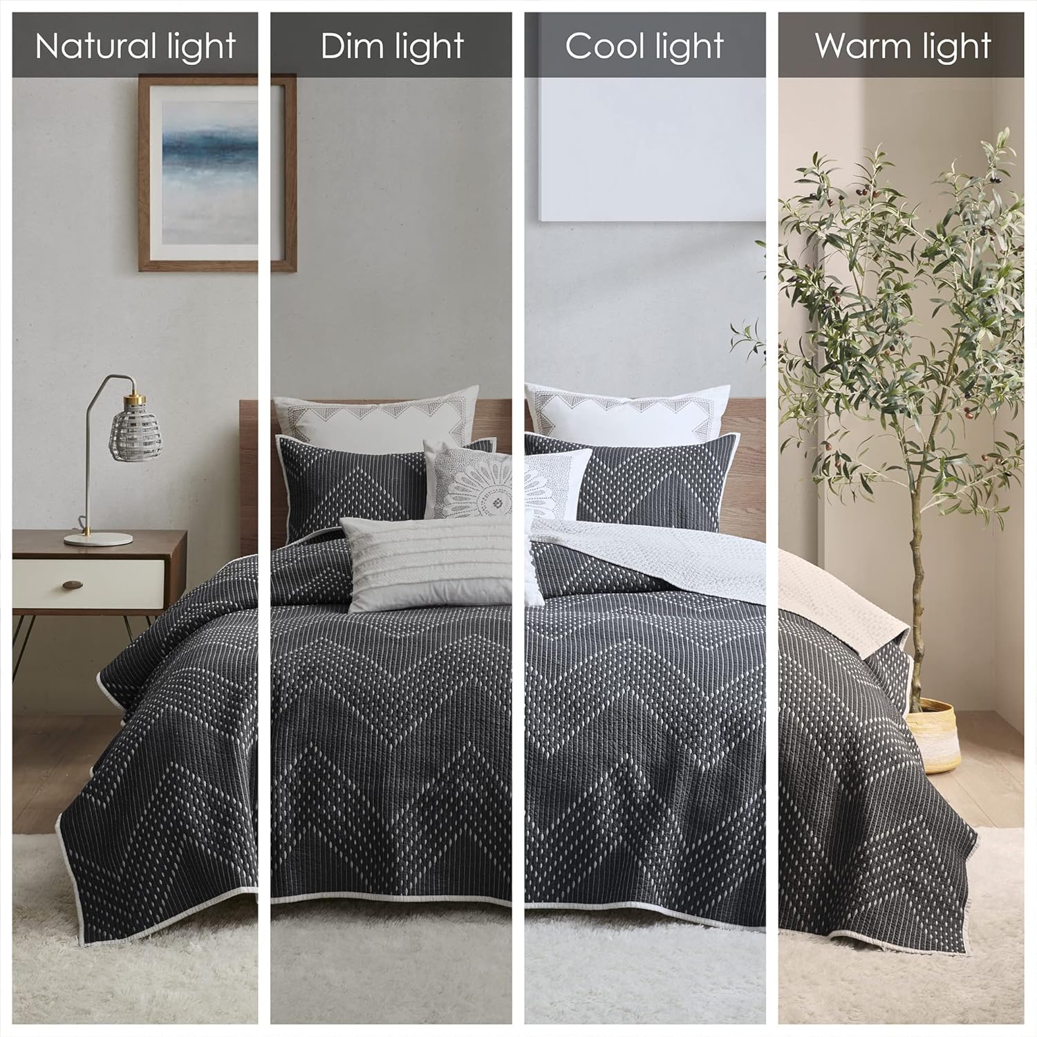 INKIVY Reversible Cotton Quilt Set - Chevron Design