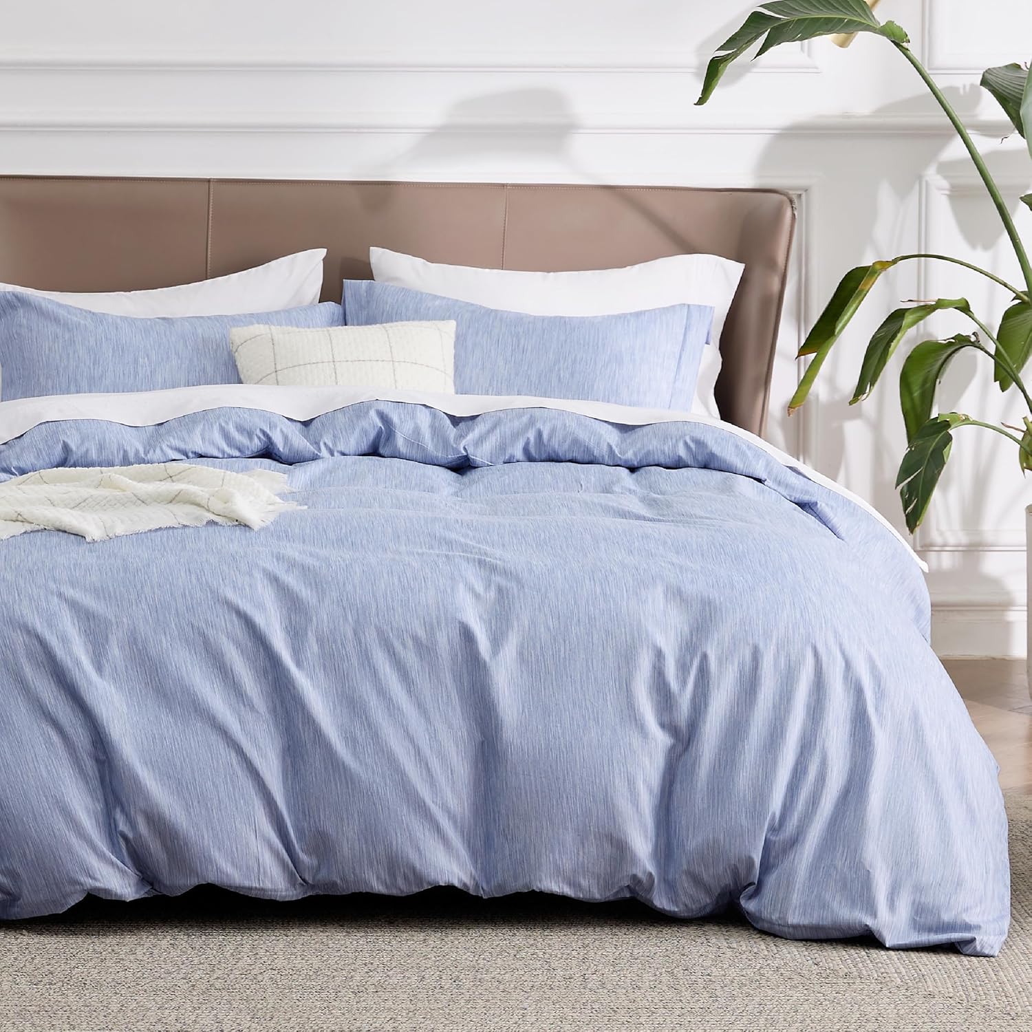 Bedsure Duvet Cover Set King Size - 3 Pieces Navy 104x90