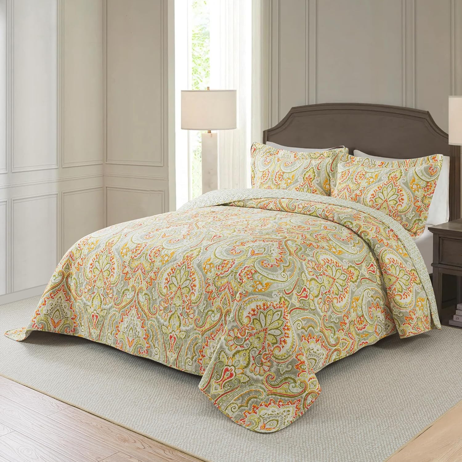 NEWLAKE Reversible Cotton Quilt Set King Size