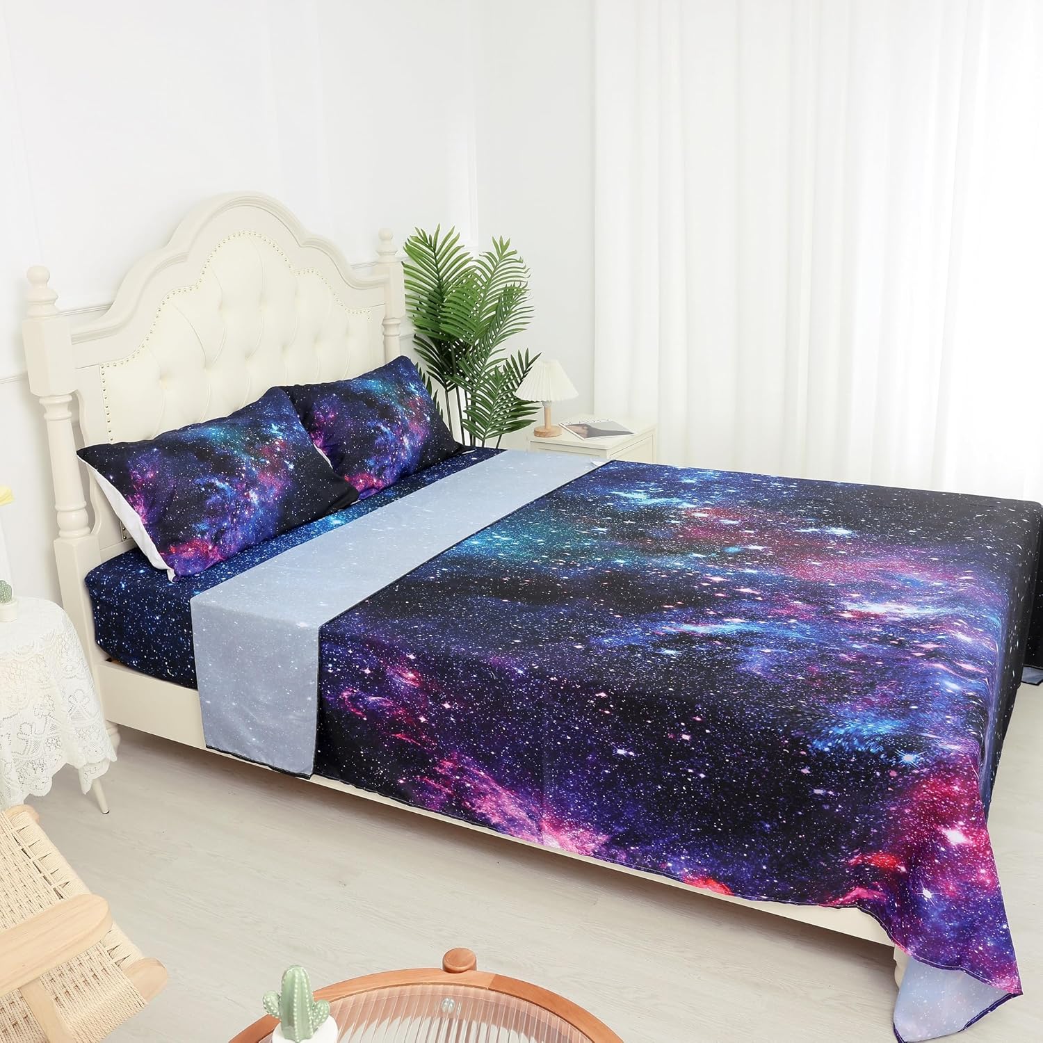 Kxry Galaxy Fitted Sheet Set for Boys Kids Teens