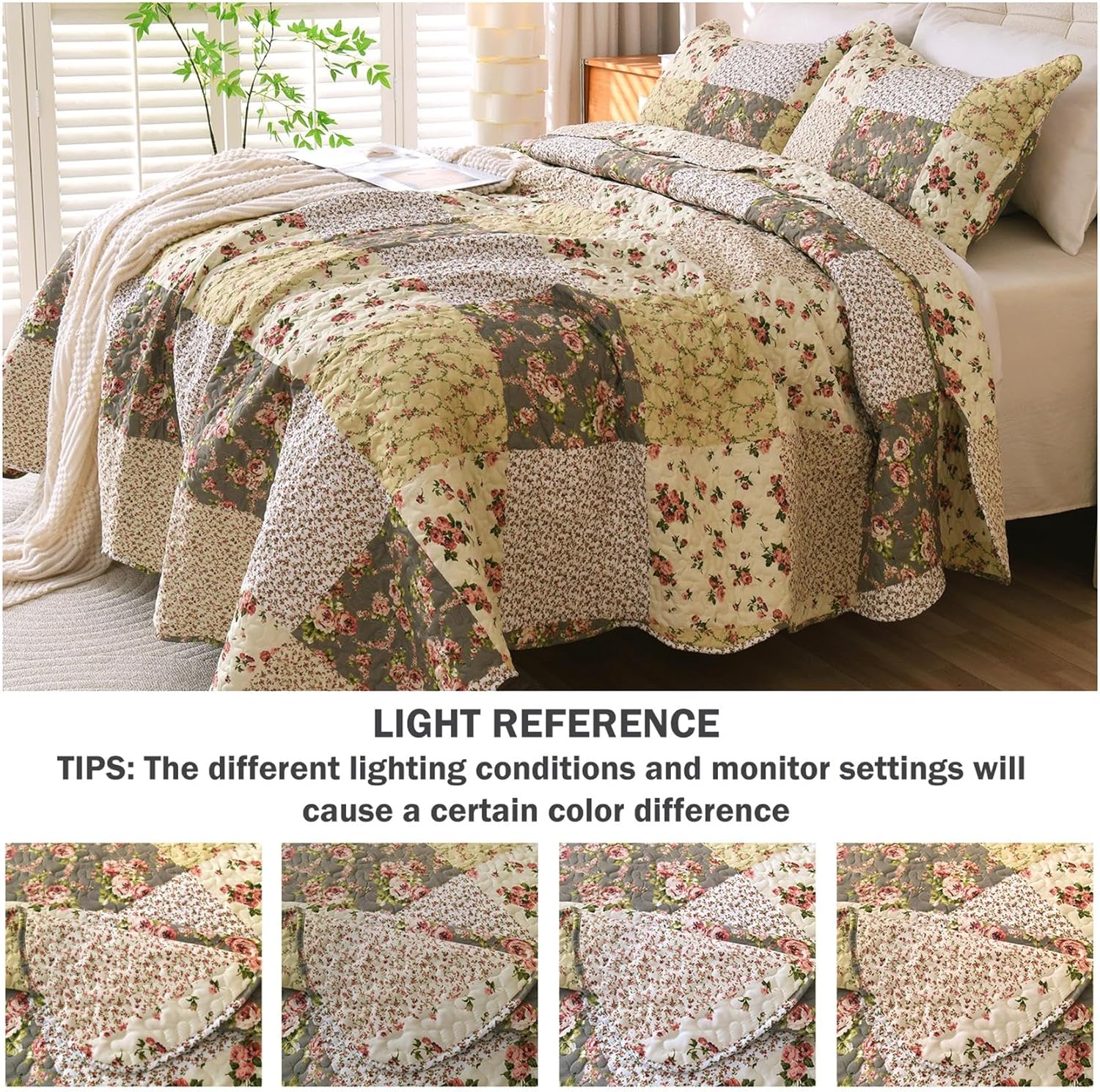 Cmfshape Romantic Patchwork Quilt Set Queen Size