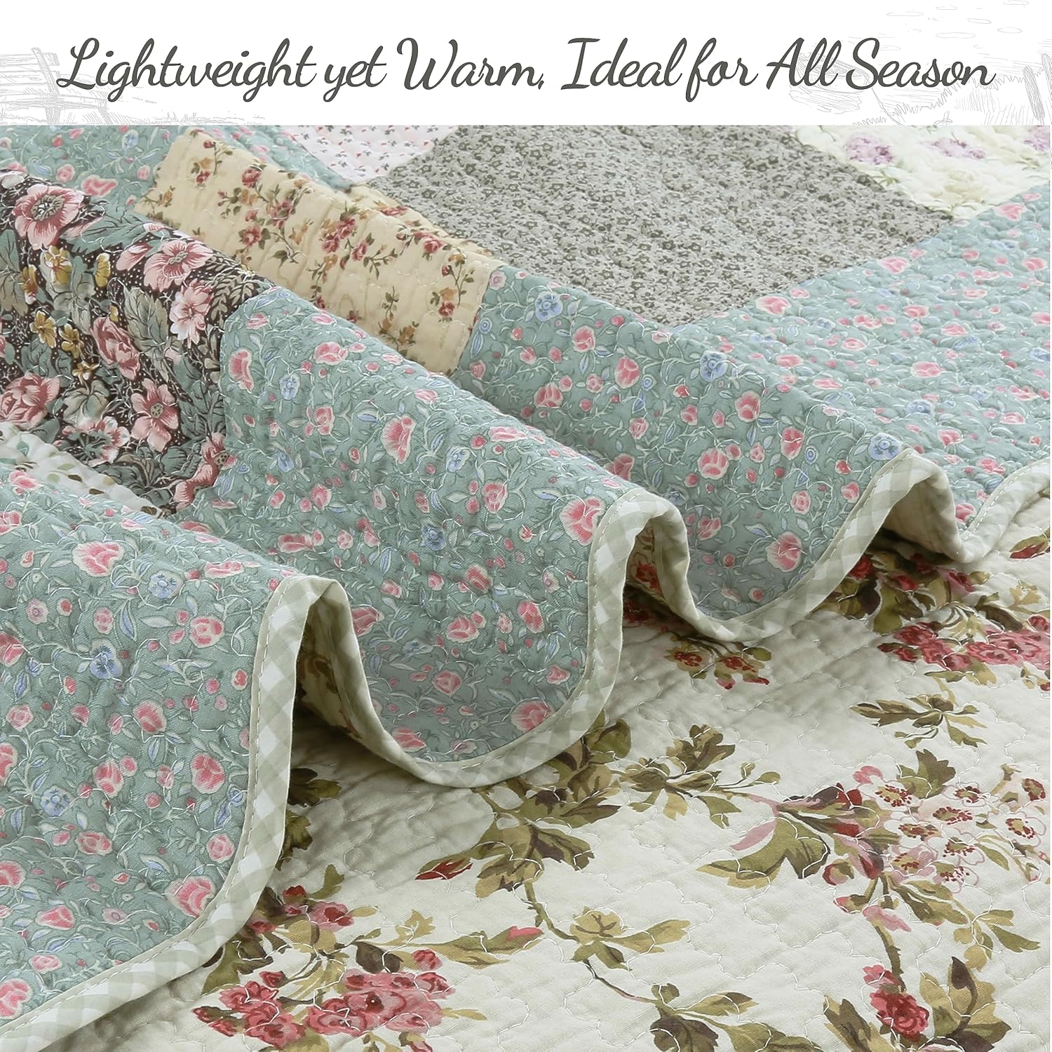 Cozy Line 100 Cotton Reversible Quilt Bedding Set King 3 Piece