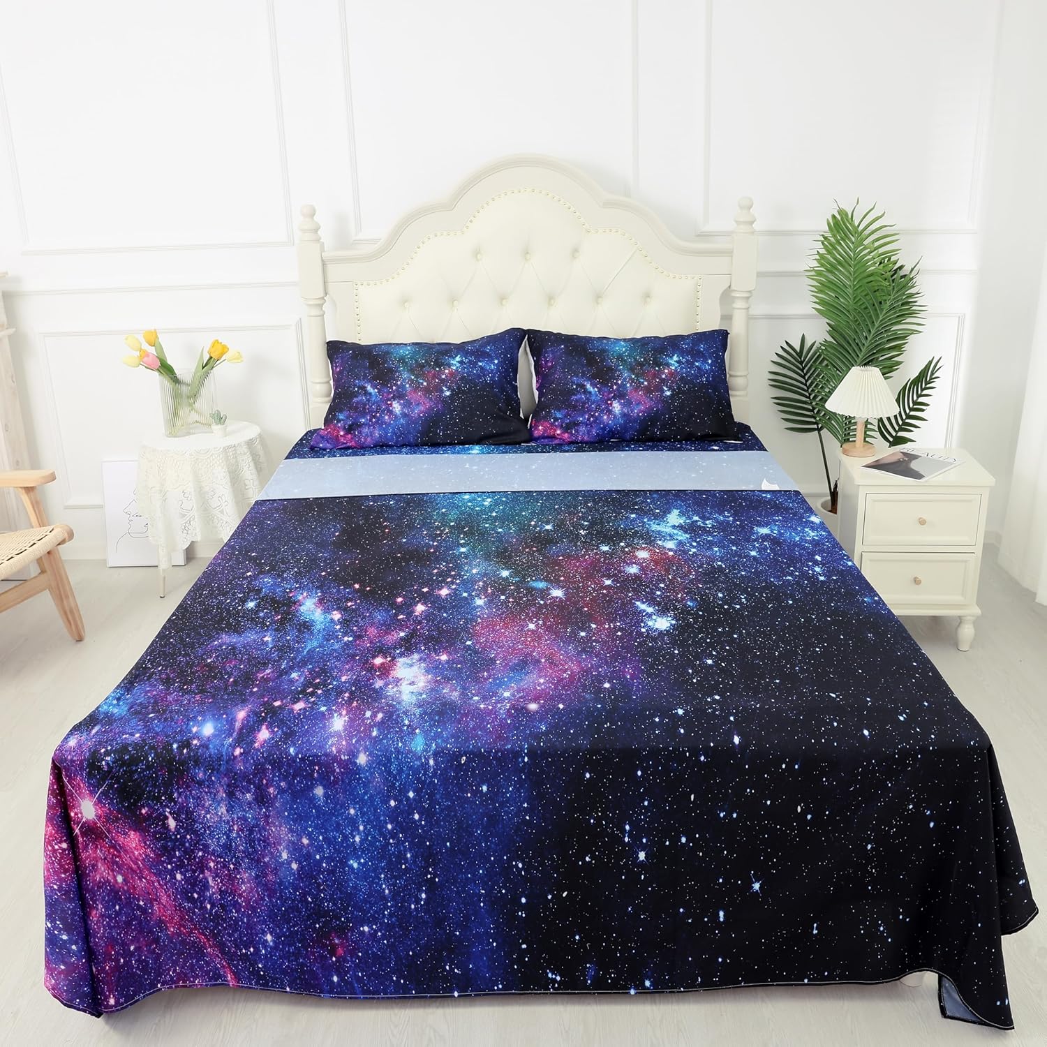 Kxry Galaxy Fitted Sheet Set for Boys Kids Teens