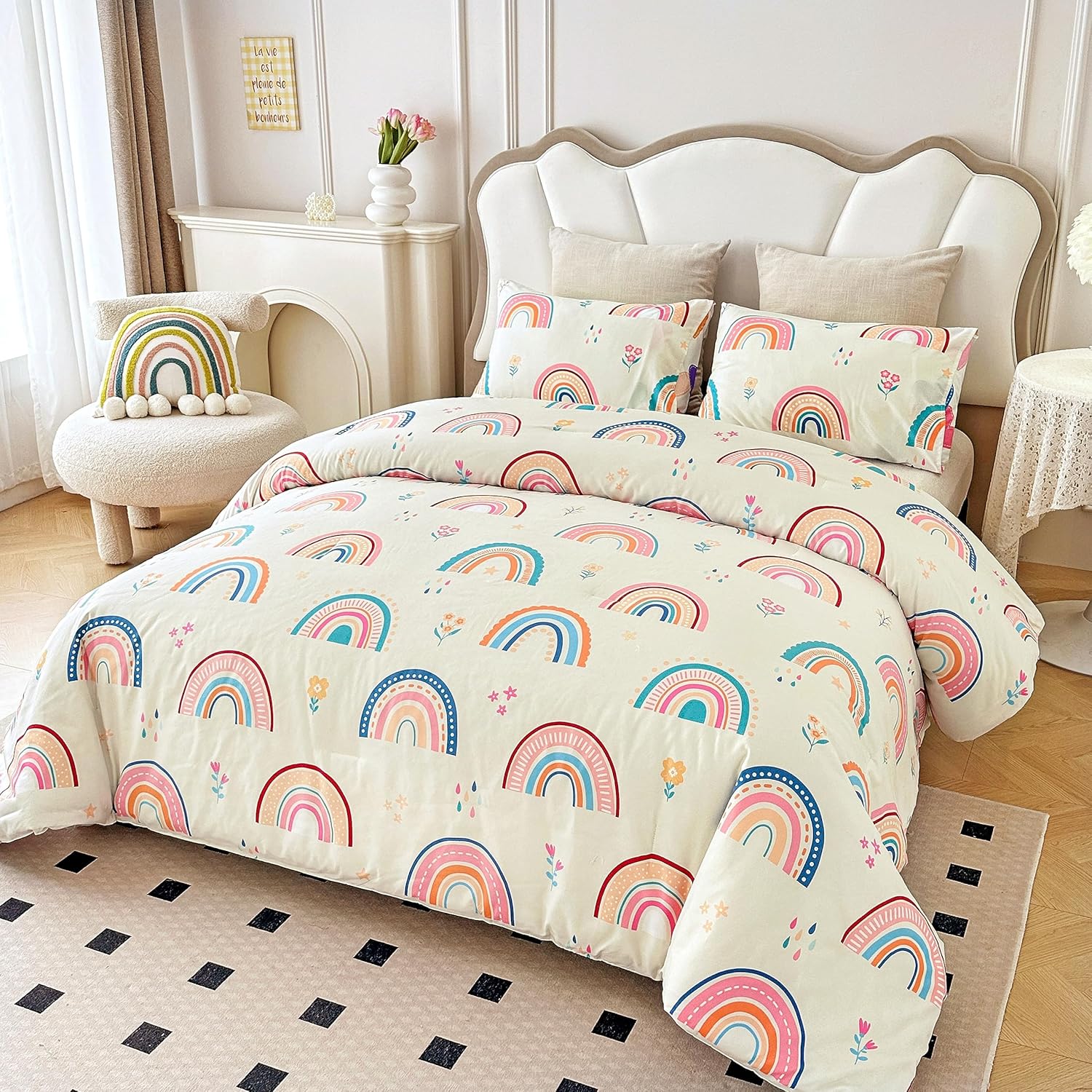Btargot Rainbow 3-Piece Comforter Set with Pillow Covers
