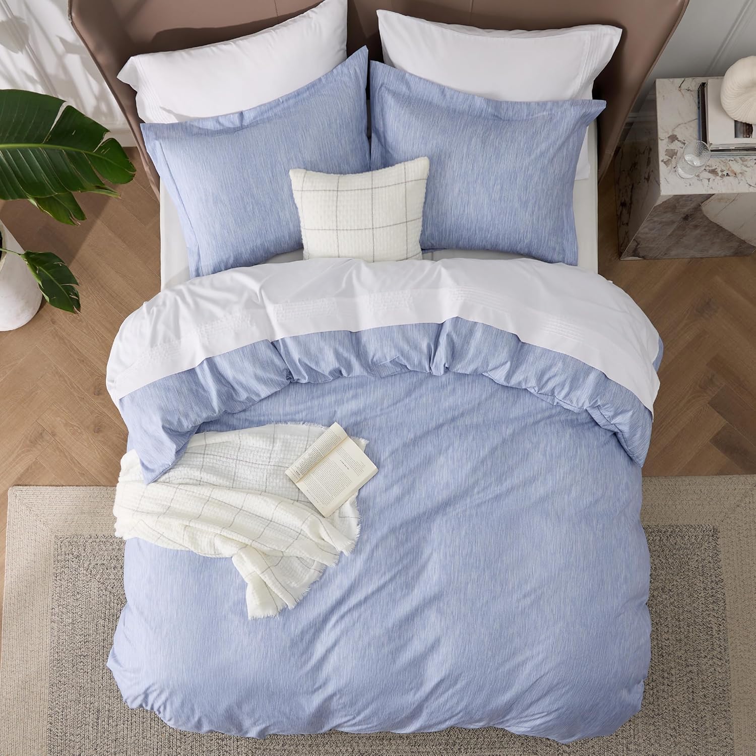 Bedsure Duvet Cover Set King Size - 3 Pieces Navy 104x90