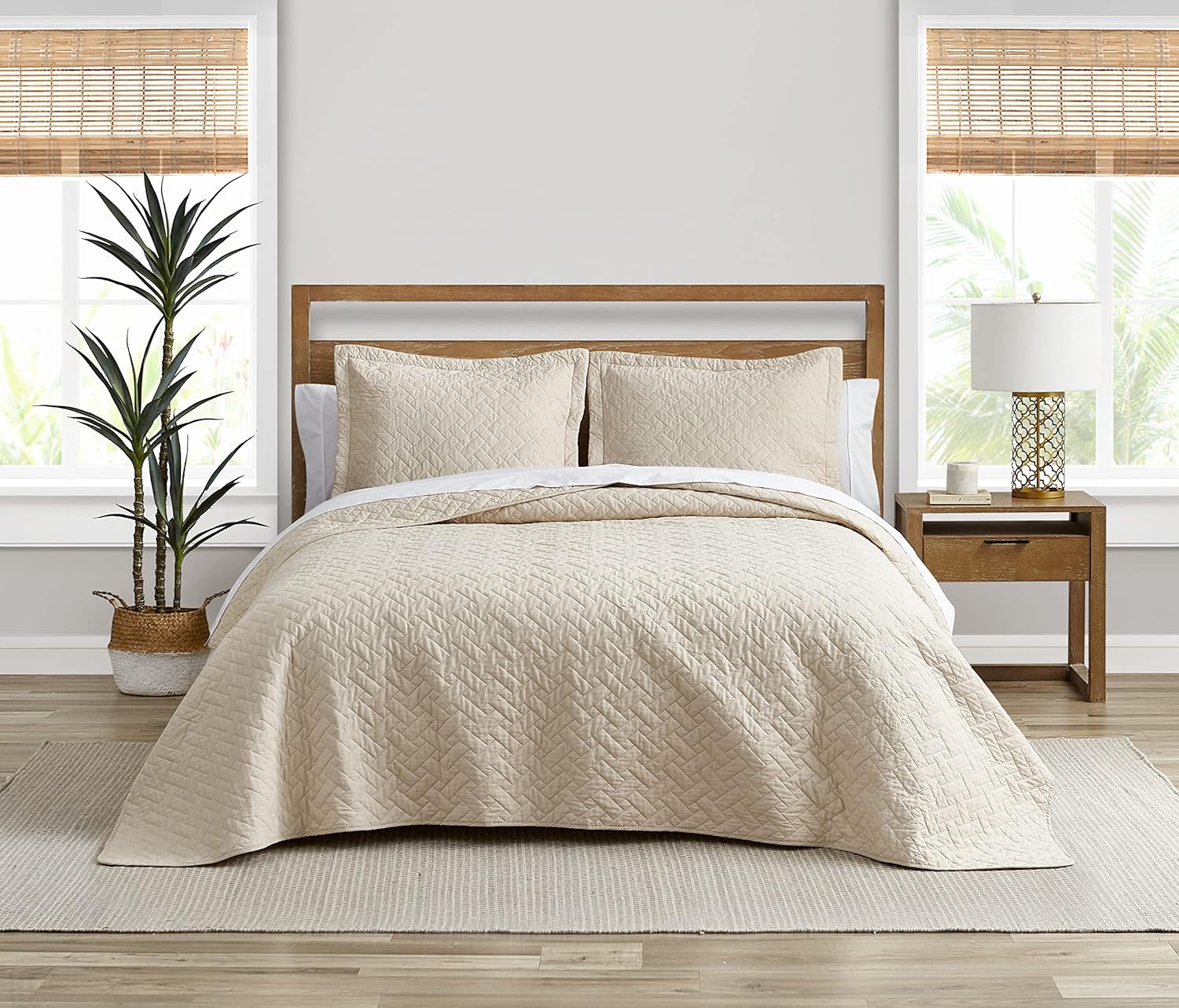 Tommy Bahama Queen Quilt Set Chevron Dune 1
