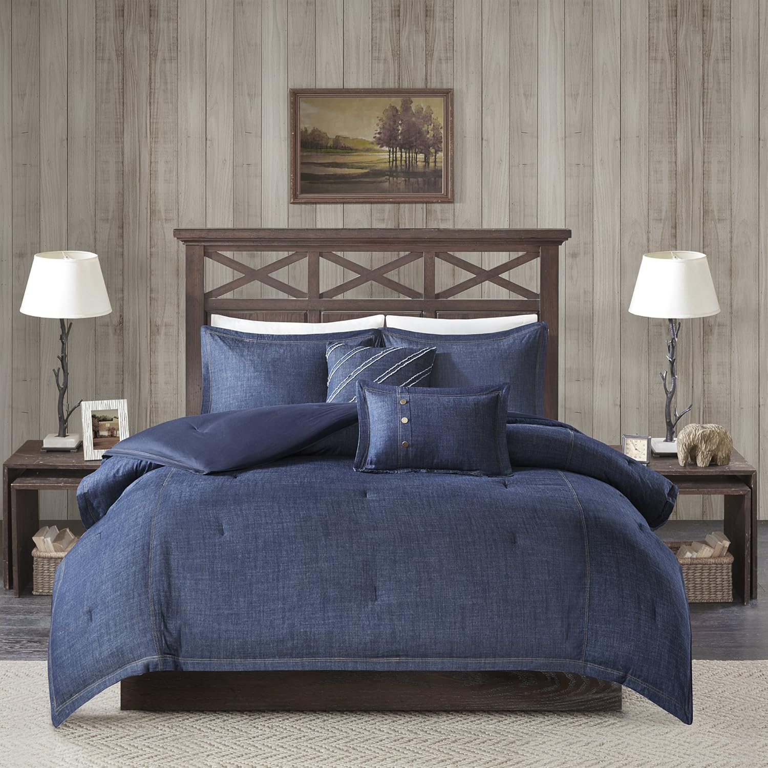 Woolrich Rustic Lodge Cabin Comforter Set Denim Blue