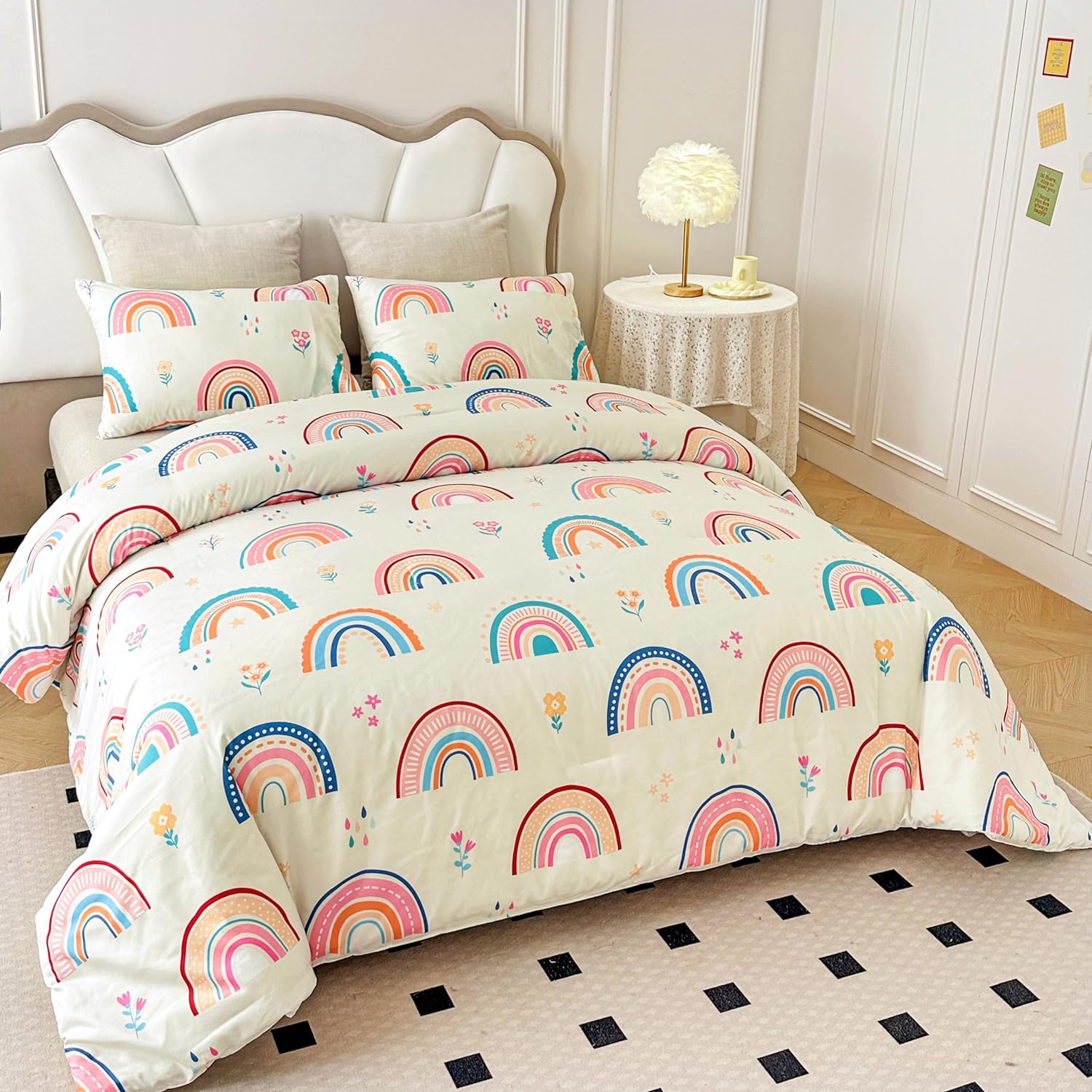 Btargot 3 Piece Rainbow Comforter Set for Kids