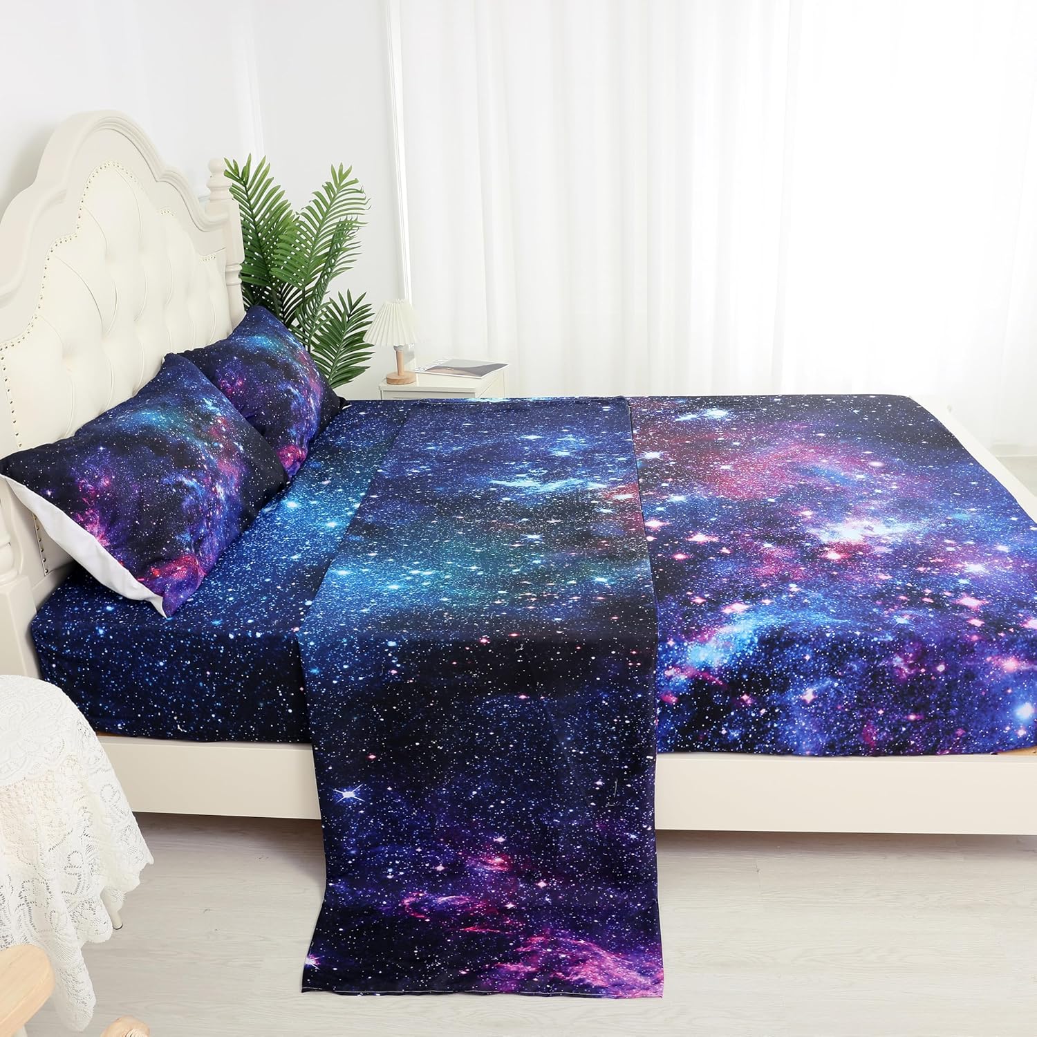 Kxry Galaxy Fitted Sheet Set for Boys Kids Teens