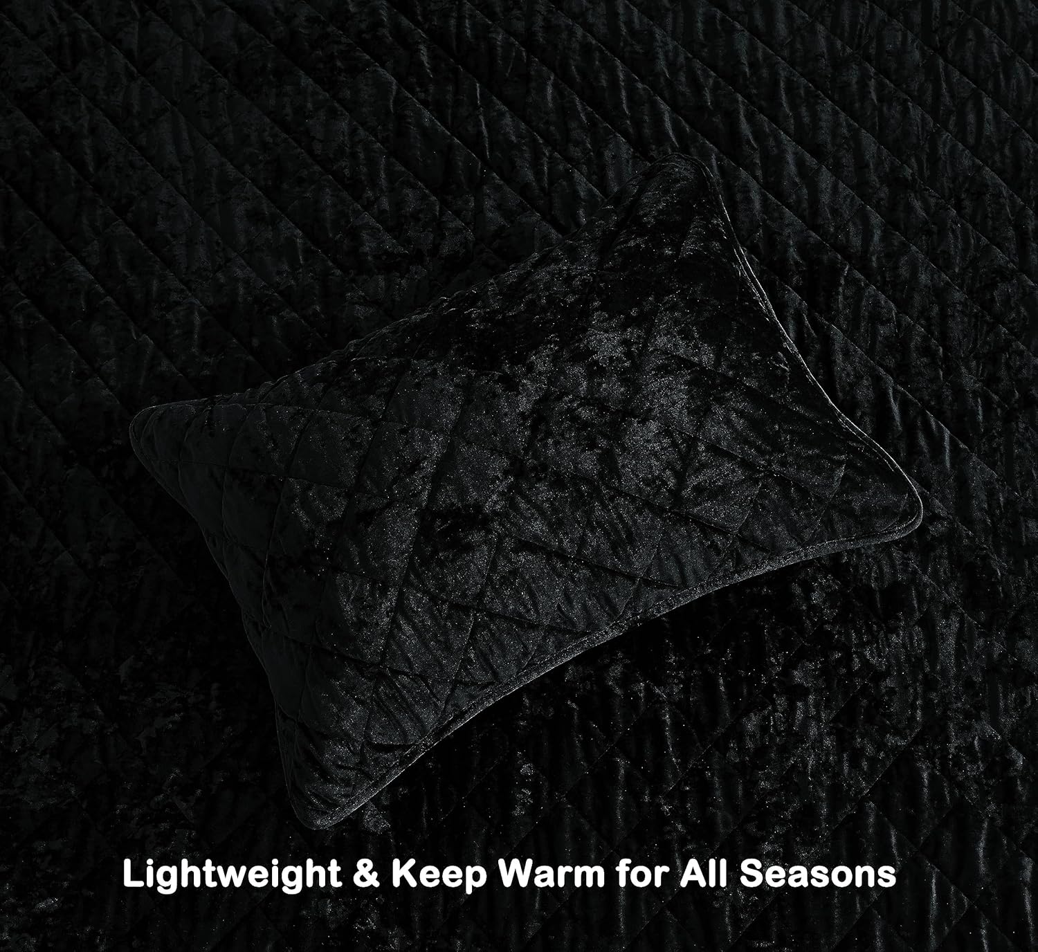 Chezmoi Lux Black Velvet Quilt King Set