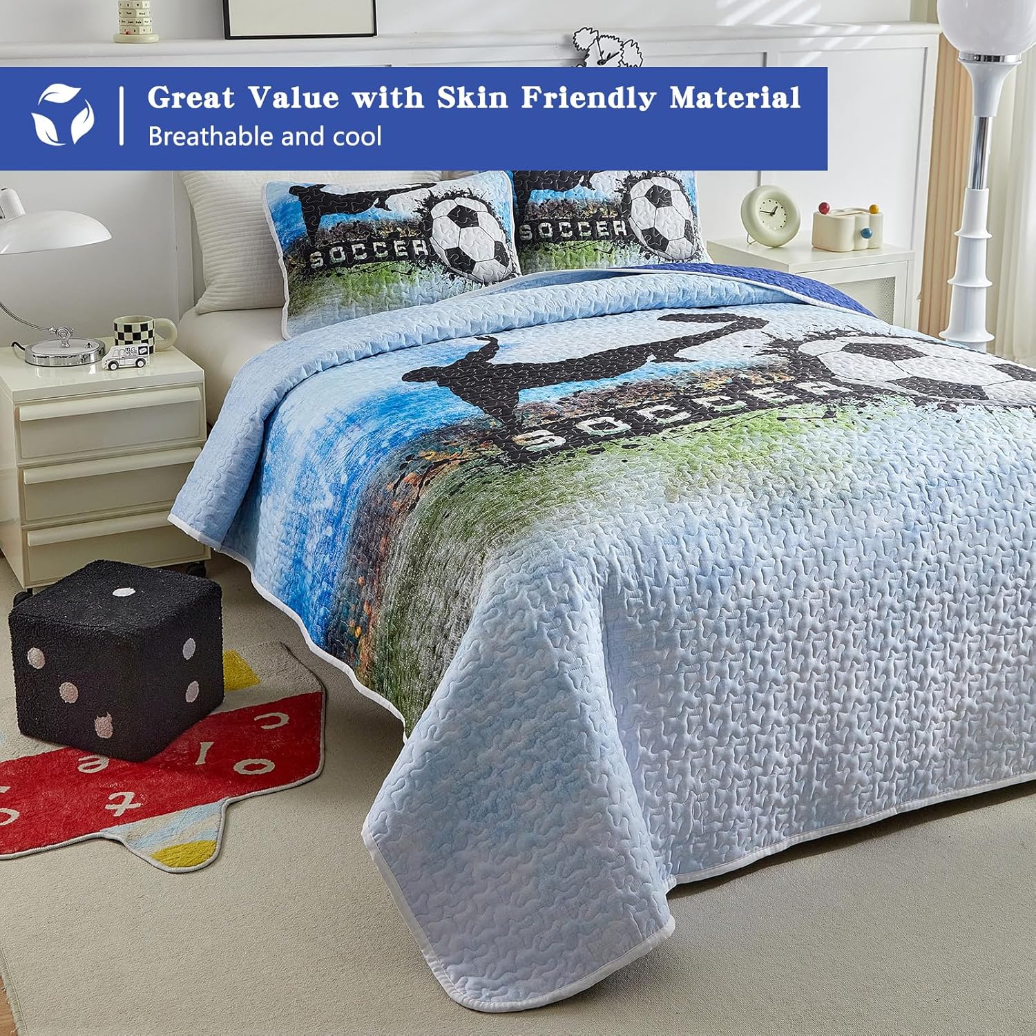 UOZZI BEDDING Boys Quilt Set Summer Breathable Microfiber