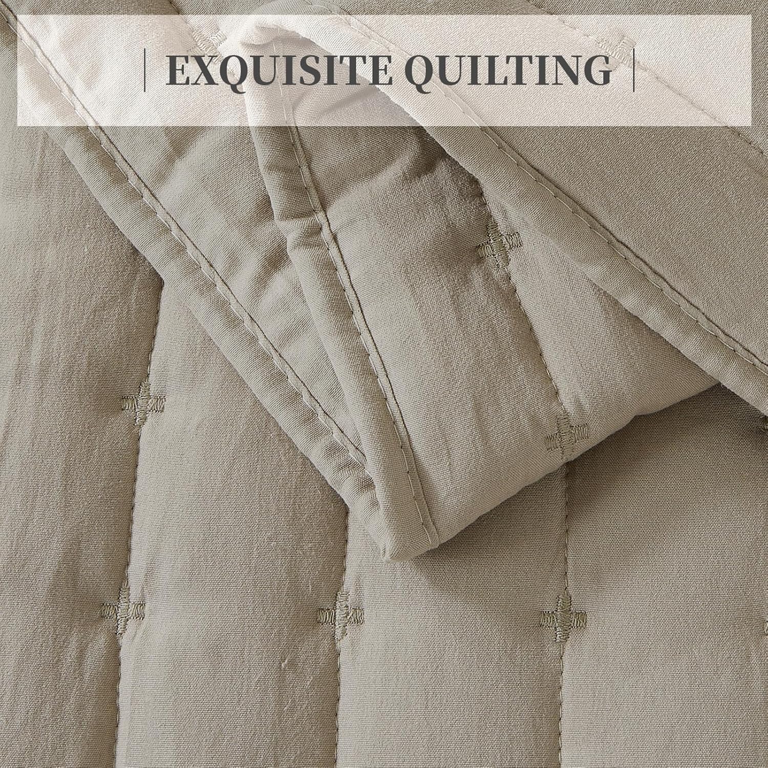 Suchbed Beige Cross-Stitch Quilt Set King Size 1
