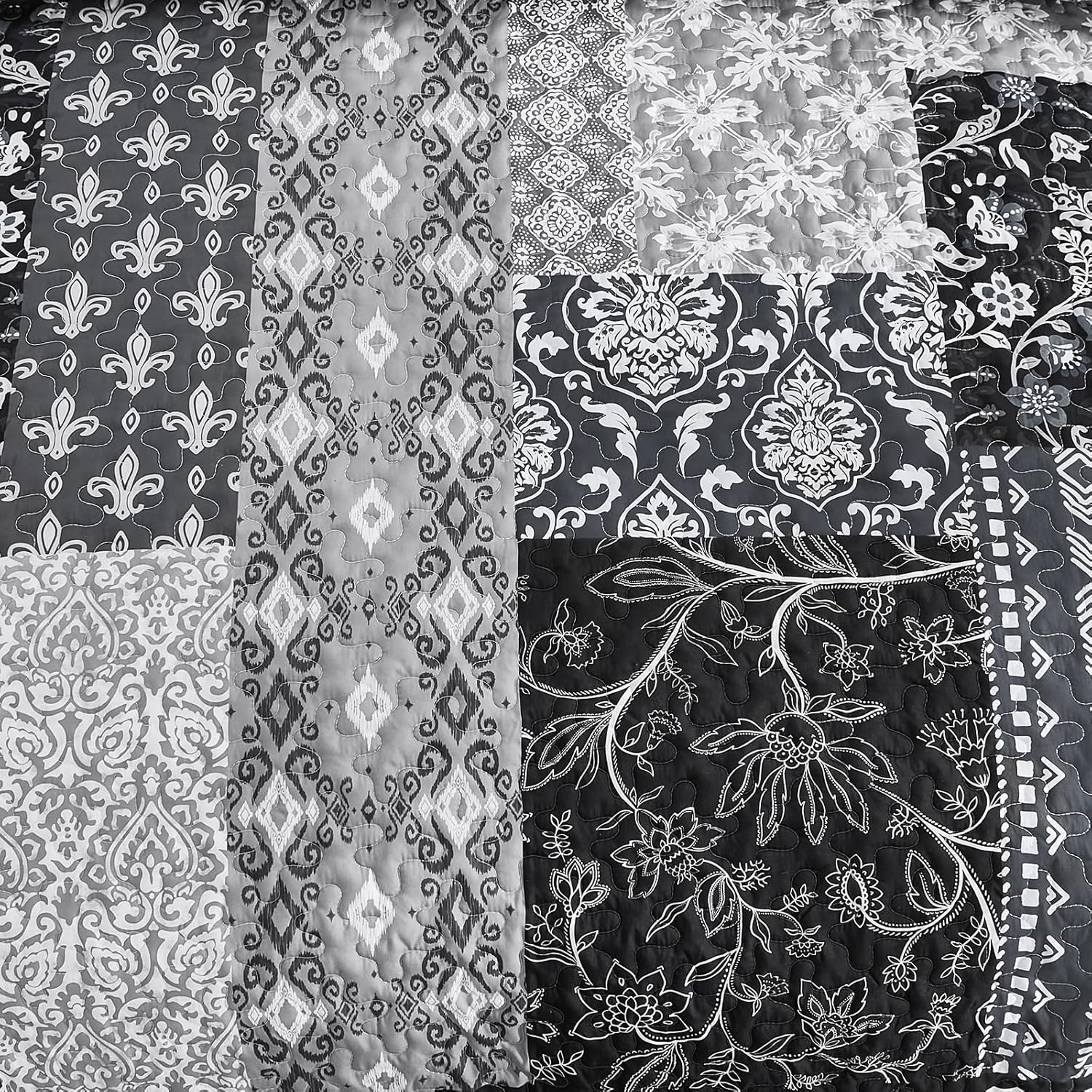 WONGS BEDDING Black Quilt Set King Size 3 Pieces