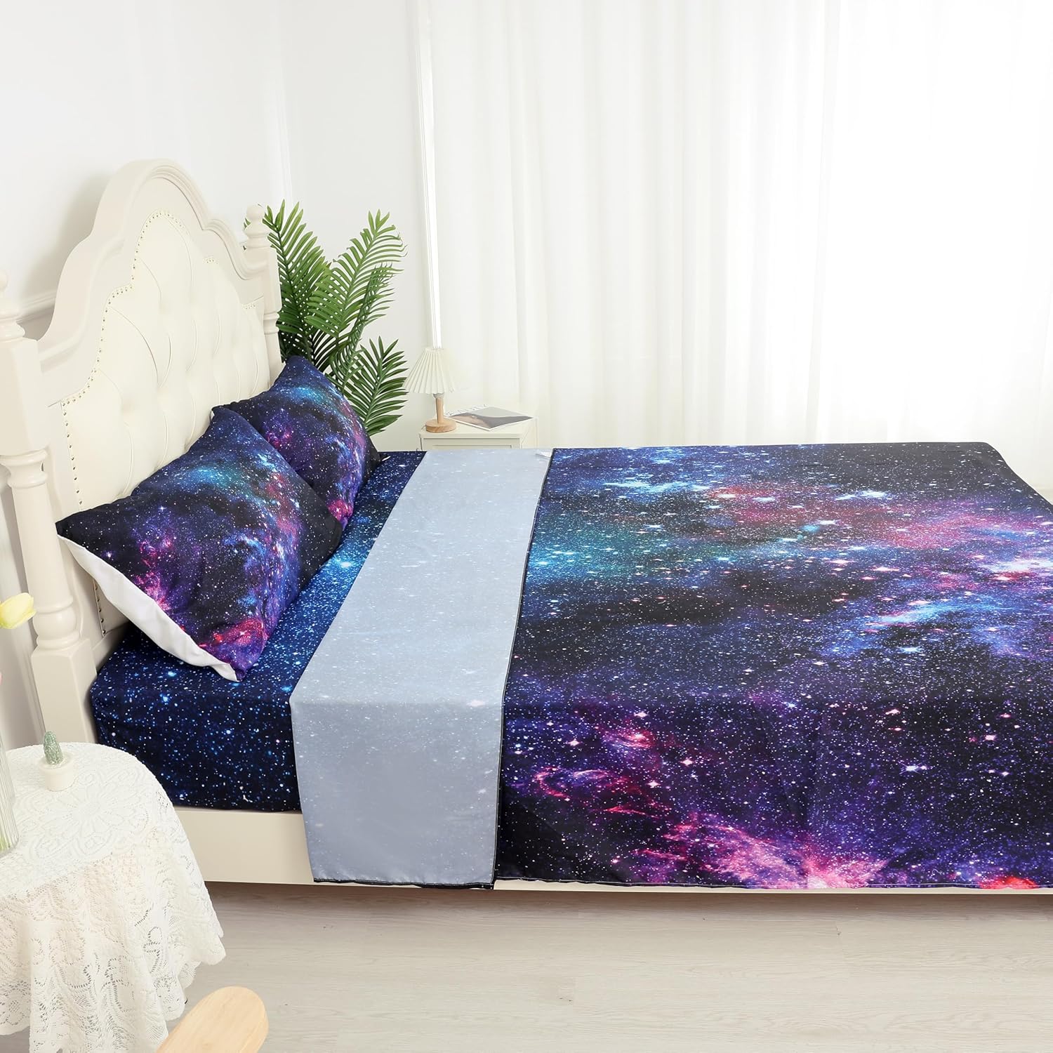 Kxry Galaxy Fitted Sheet Set for Boys Kids Teens