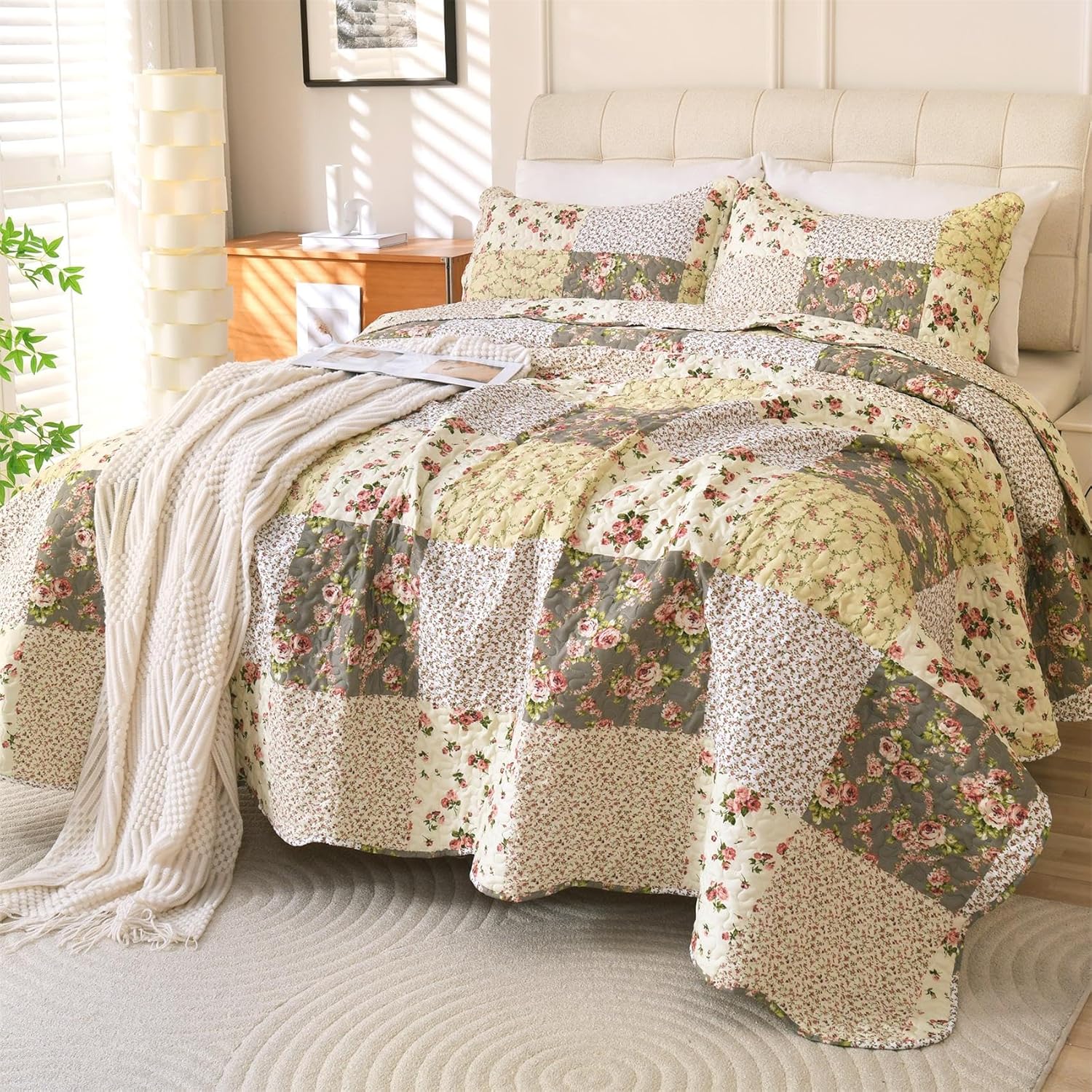 Cmfshape Romantic Patchwork Quilt Set Queen Size