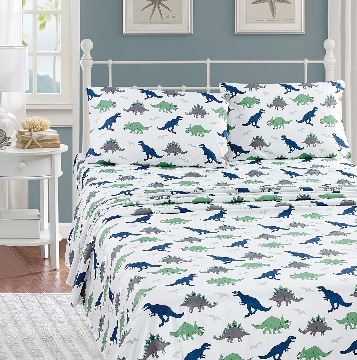 Linen Plus Queen Sheet Set with T-rex Design